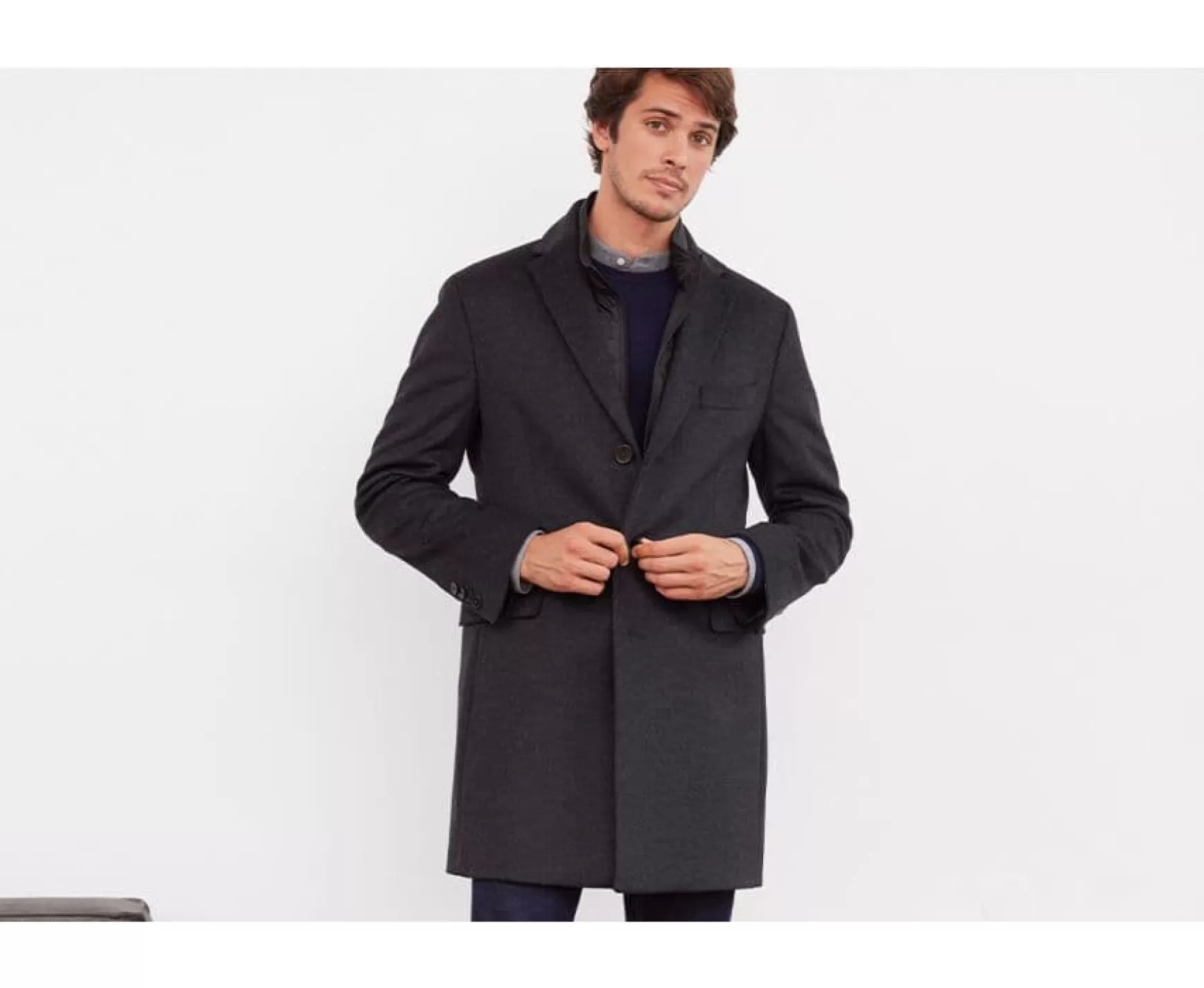 Bexley | Anthracite Men'S Winter Cashmere Wool Overcoat Honore Ii Grey Anthracite