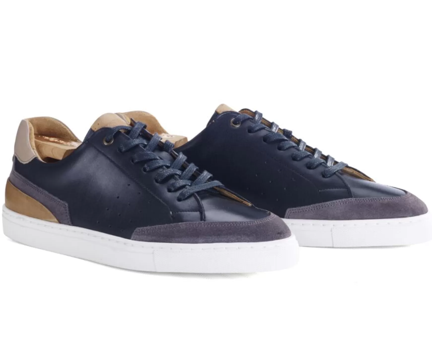 Bexley Trainers & Sneakers | Black And Grey Suede Men'S Leather Trainers - Beloka | Noir Et Velours Gris