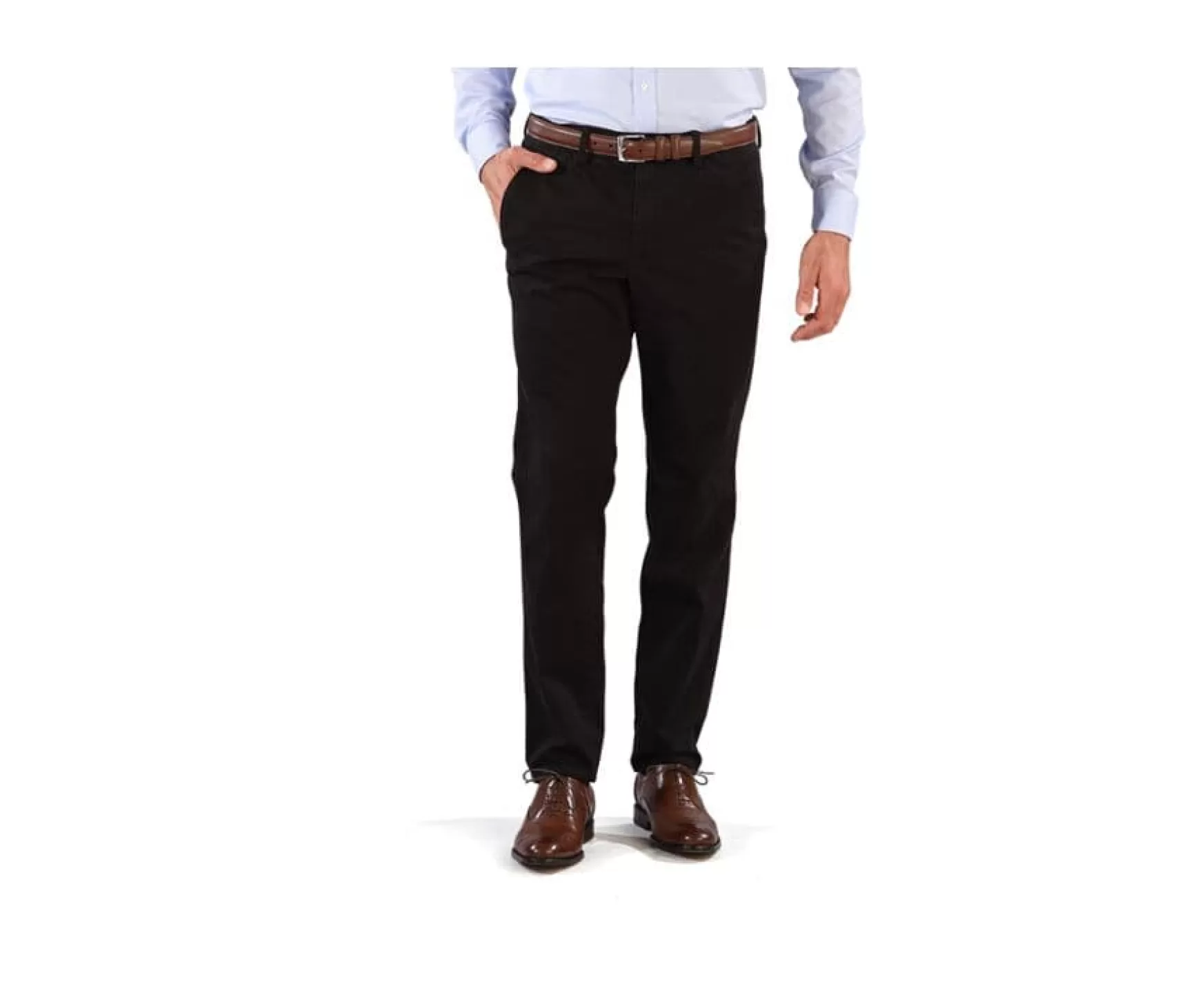 Bexley Adjusted Fit | Black Chino Trousers For Men Nigel Ii Blackblack With Black Waistband