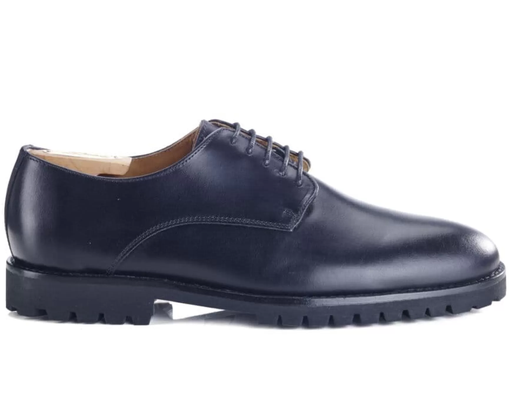 Bexley Derby Shoes | Black Derby Shoes - Rubber Outsole - Bushey Gomme | Blackblack With Black Waistband