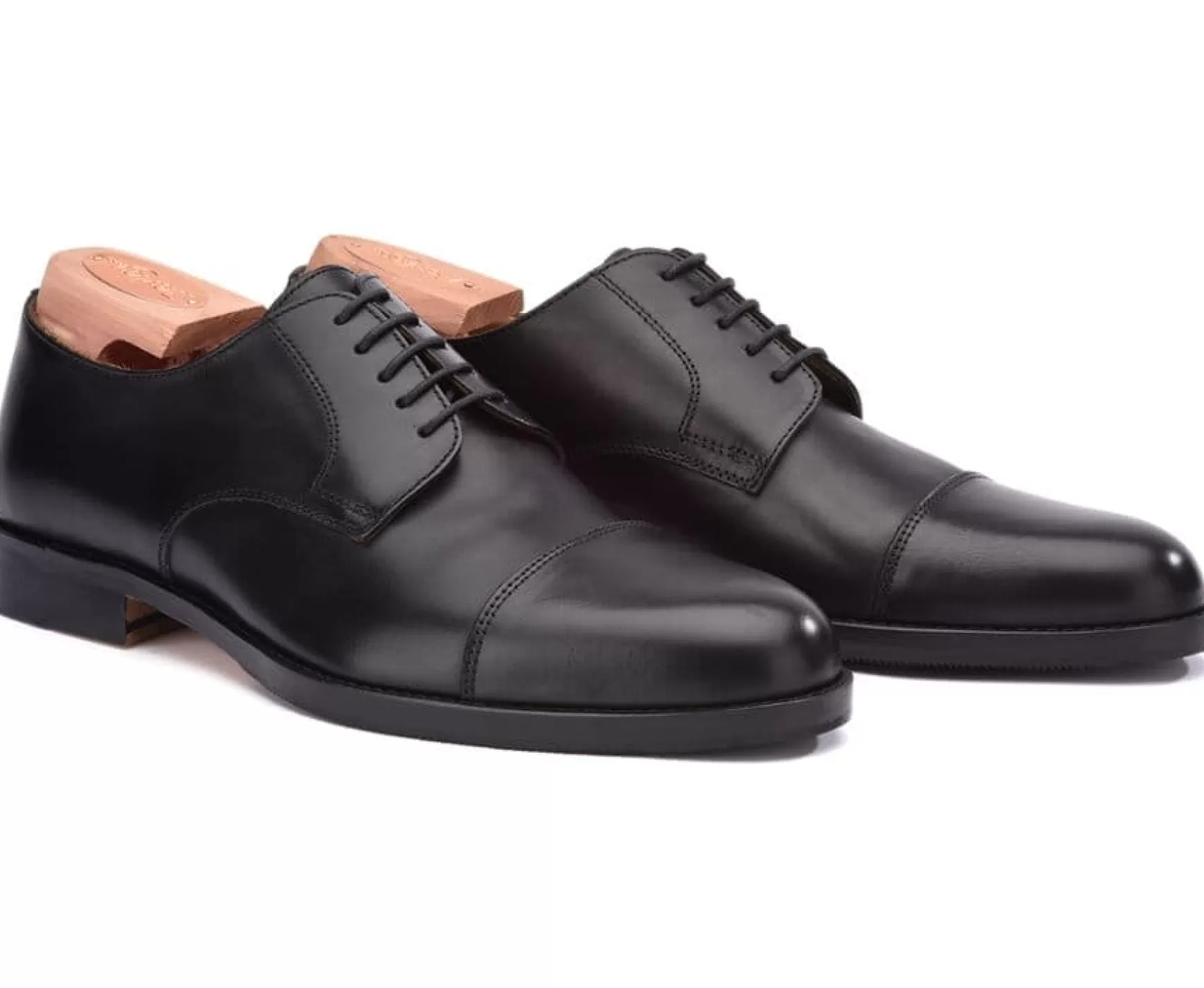 Bexley Comfort Shoes | Black Derby Shoes - Rubber Pad Mayfair Classic Patin Blackblack With Black Waistband