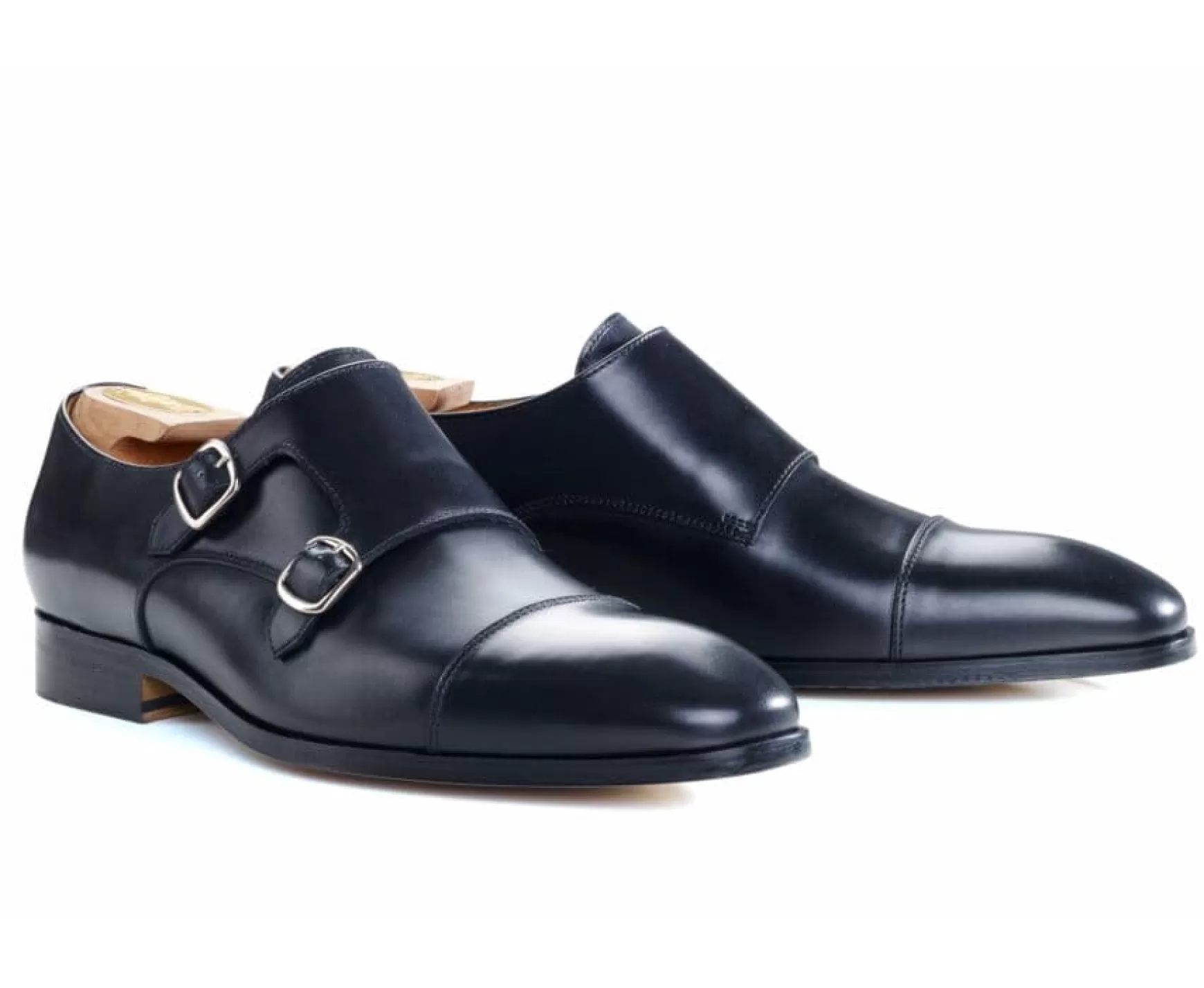 Bexley Comfort Shoes | Black Double Buckle Shoes Cheddington Blackblack With Black Waistband