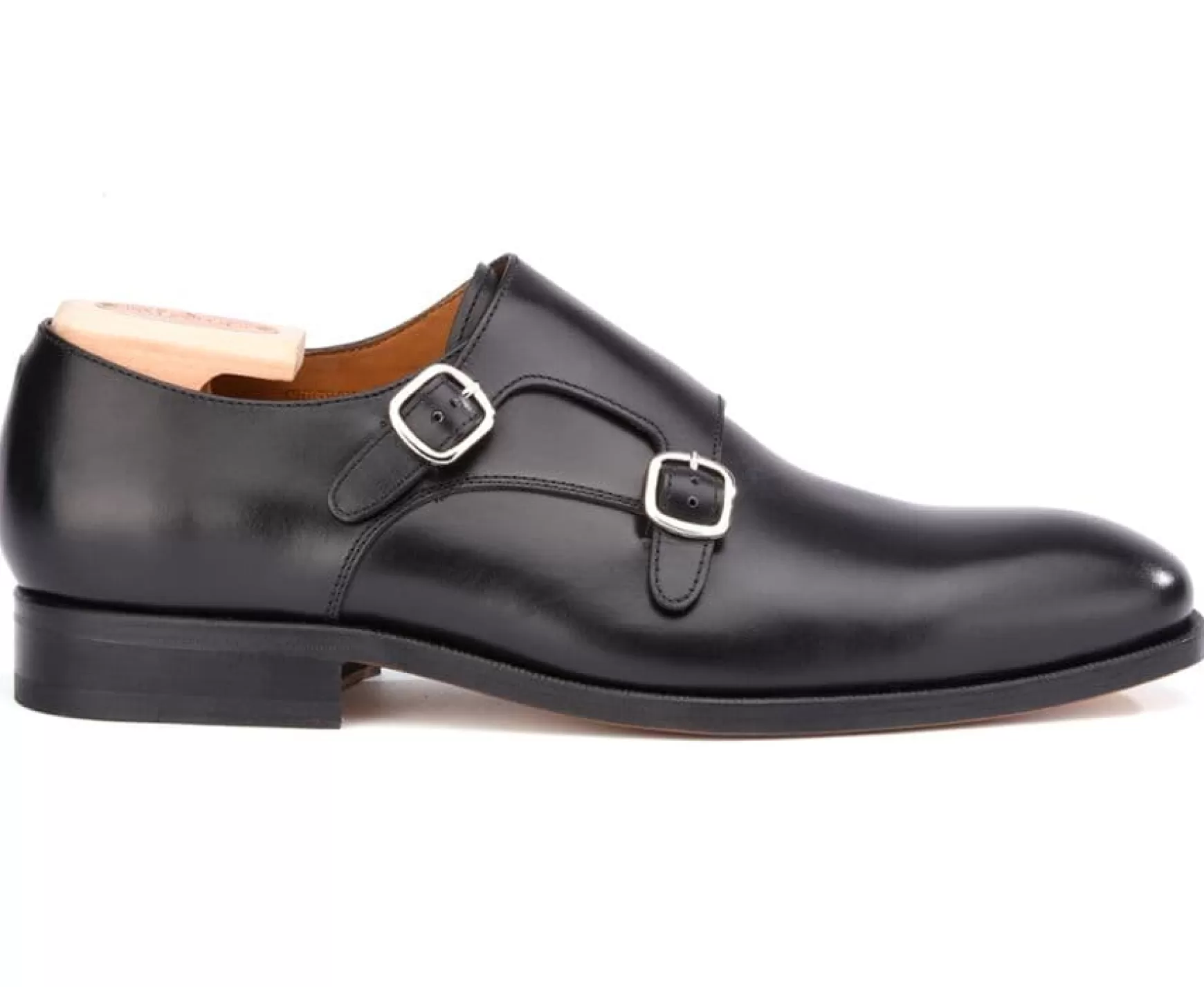 Bexley Comfort Shoes | Black Double Buckle Shoes Chigwell Blackblack With Black Waistband