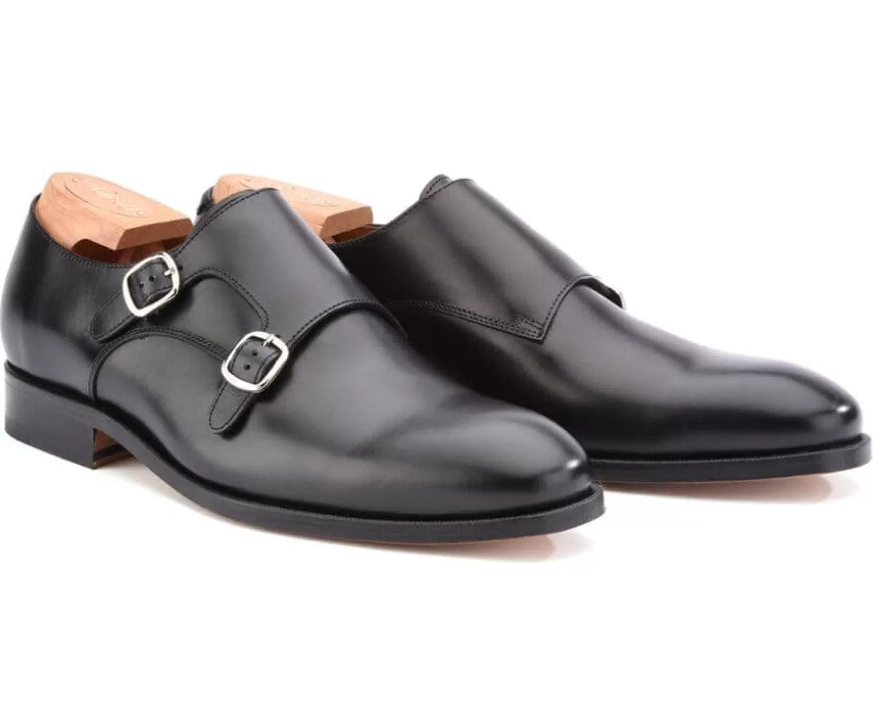 Bexley Comfort Shoes | Black Double Buckle Shoes Chigwell Blackblack With Black Waistband