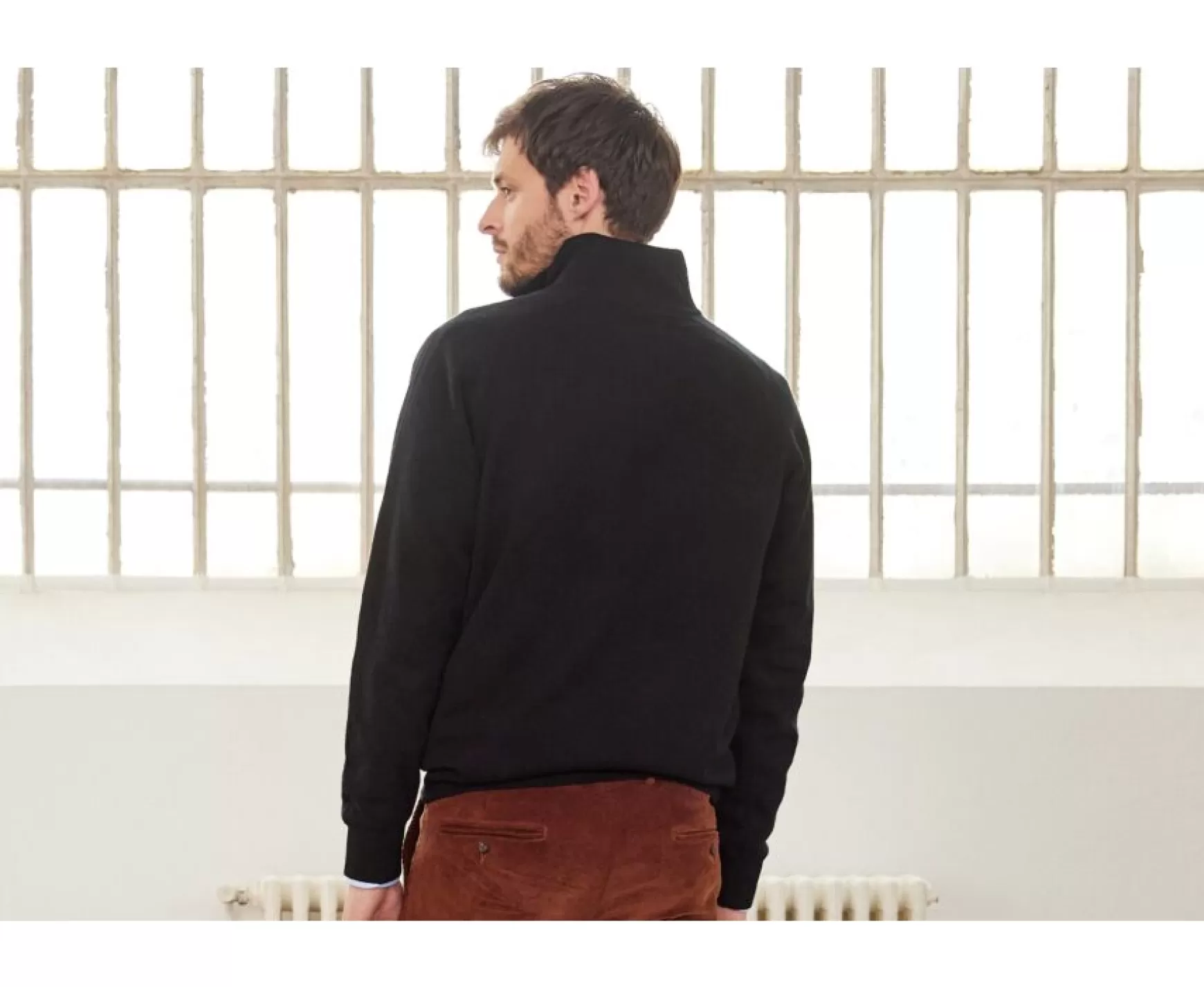 Bexley | Black Half-Zip Wool Jumper Kenneth Blackblack With Black Waistband