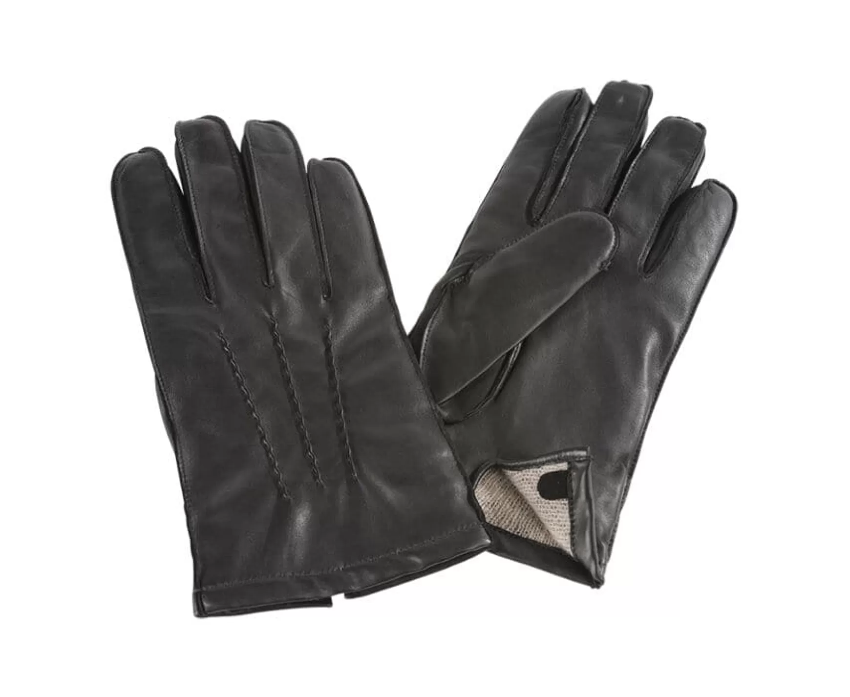 Bexley | Black Lambskin Men'S Leather Gloves Blackblack With Black Waistband