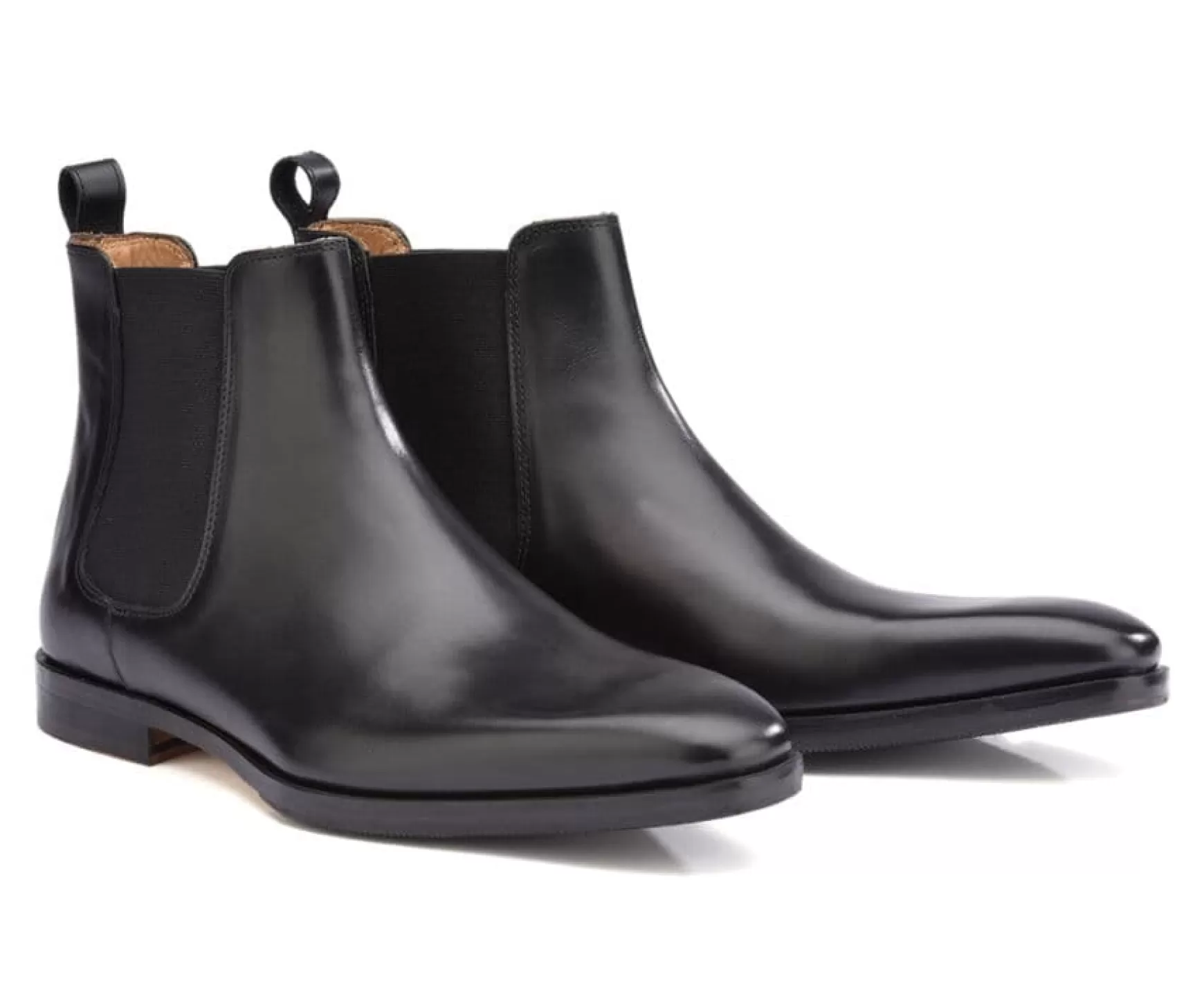 Bexley Chelsea Boots | Black Leather Chelsea Boots Bergame Patin Blackblack With Black Waistband