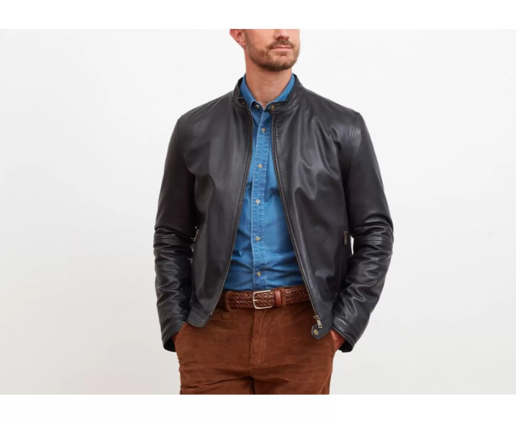 Bexley | Black Leather Jacket Carter Blackblack With Black Waistband