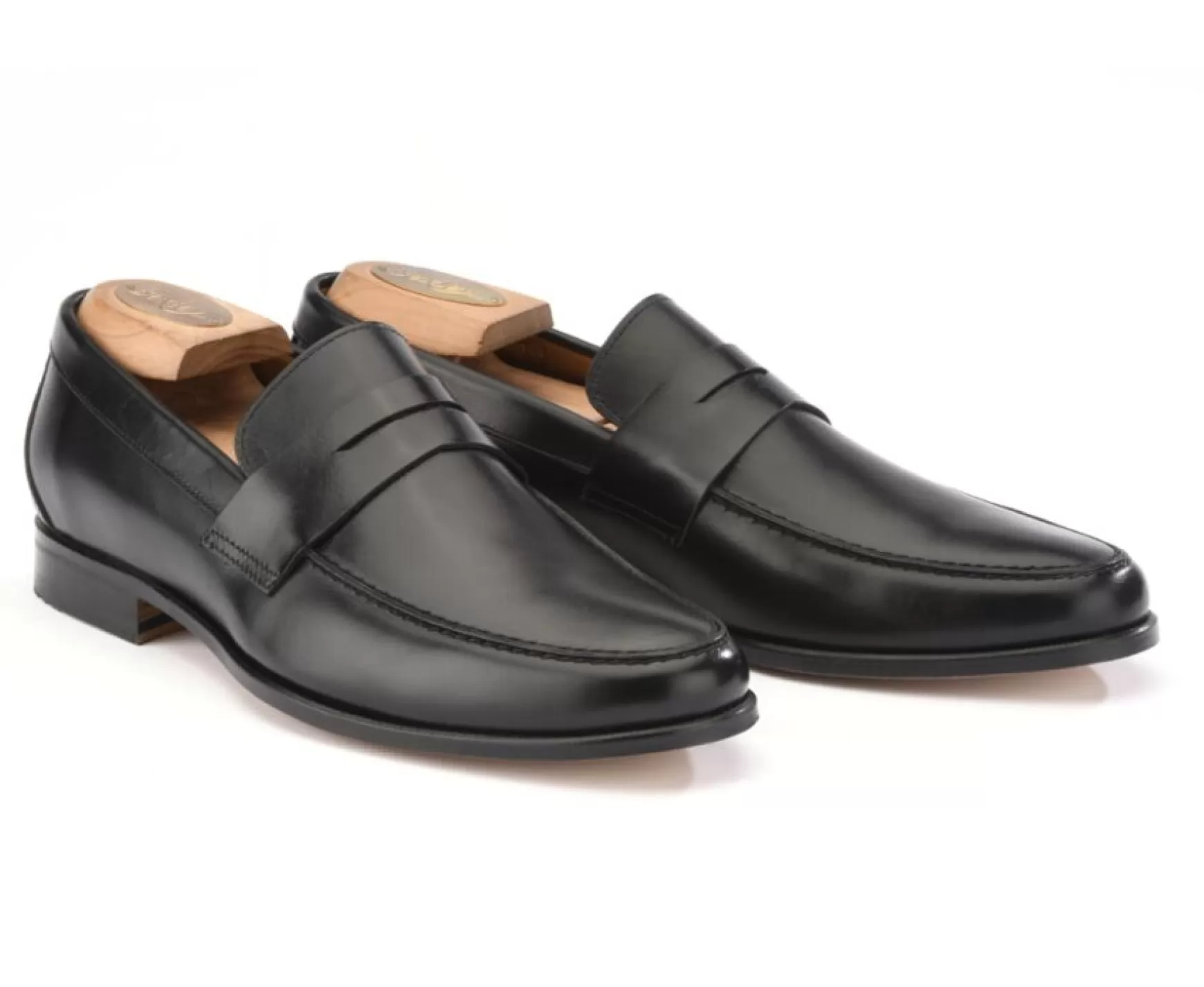 Bexley Comfort Shoes | Black Leather Loafers Davies Ii Blackblack With Black Waistband