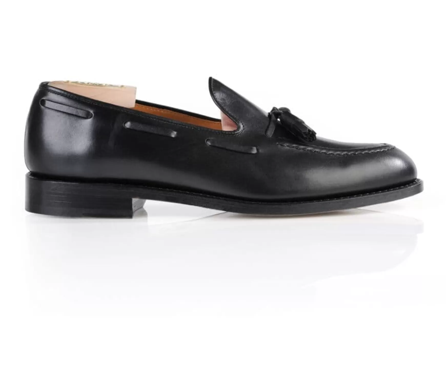 Bexley Loafers | Black Leather Men'S Tassel Loafers Picadilly Blackblack With Black Waistband