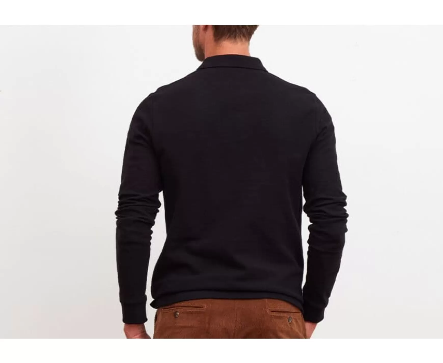 Bexley Long Sleeves Polo Shirts | Black Men'S Long Sleeve Polo Shirt Andy Ii Ml Blackblack With Black Waistband