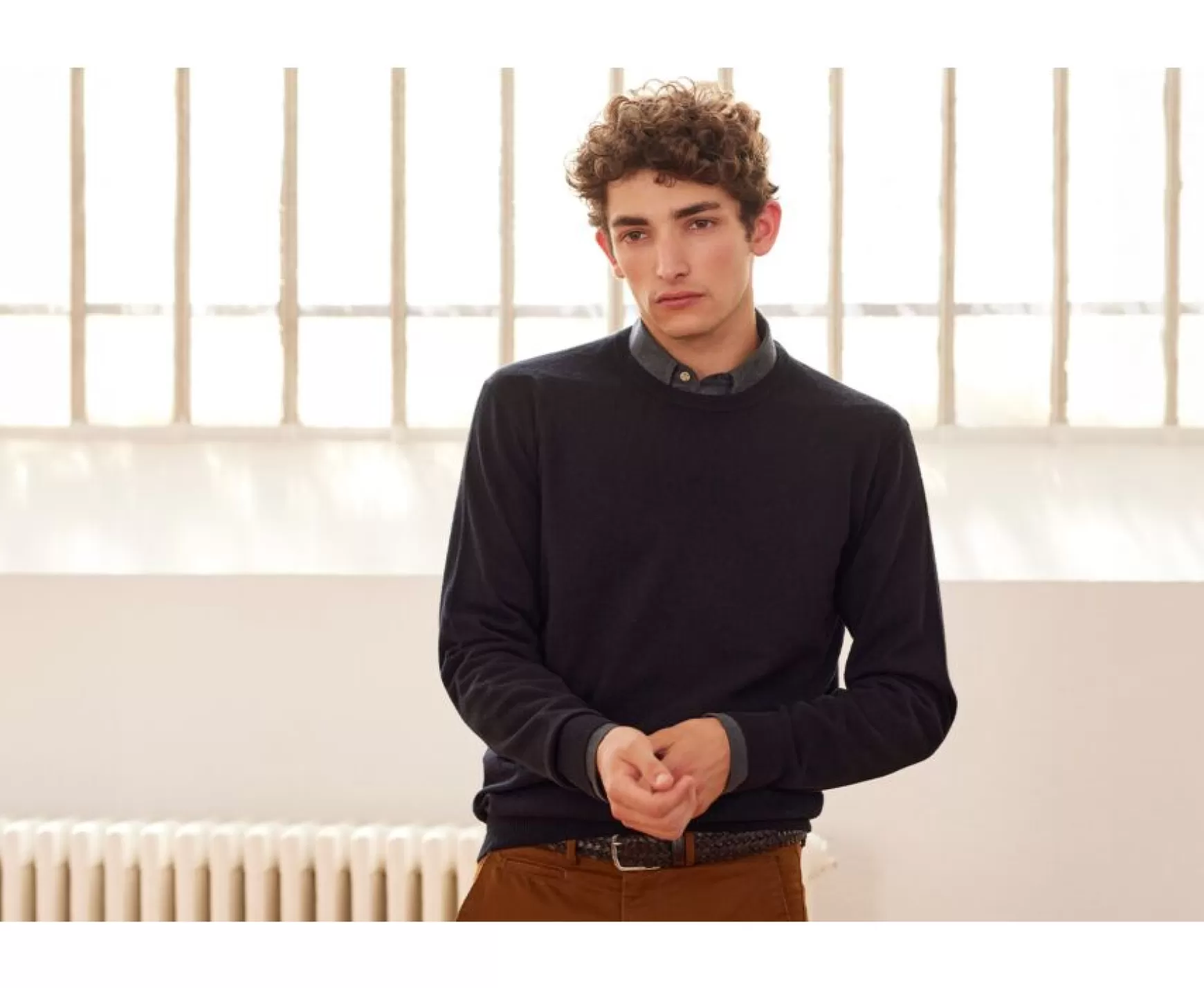 Bexley | Black Round-Neck Wool Jumper - Conan | Blackblack With Black Waistband