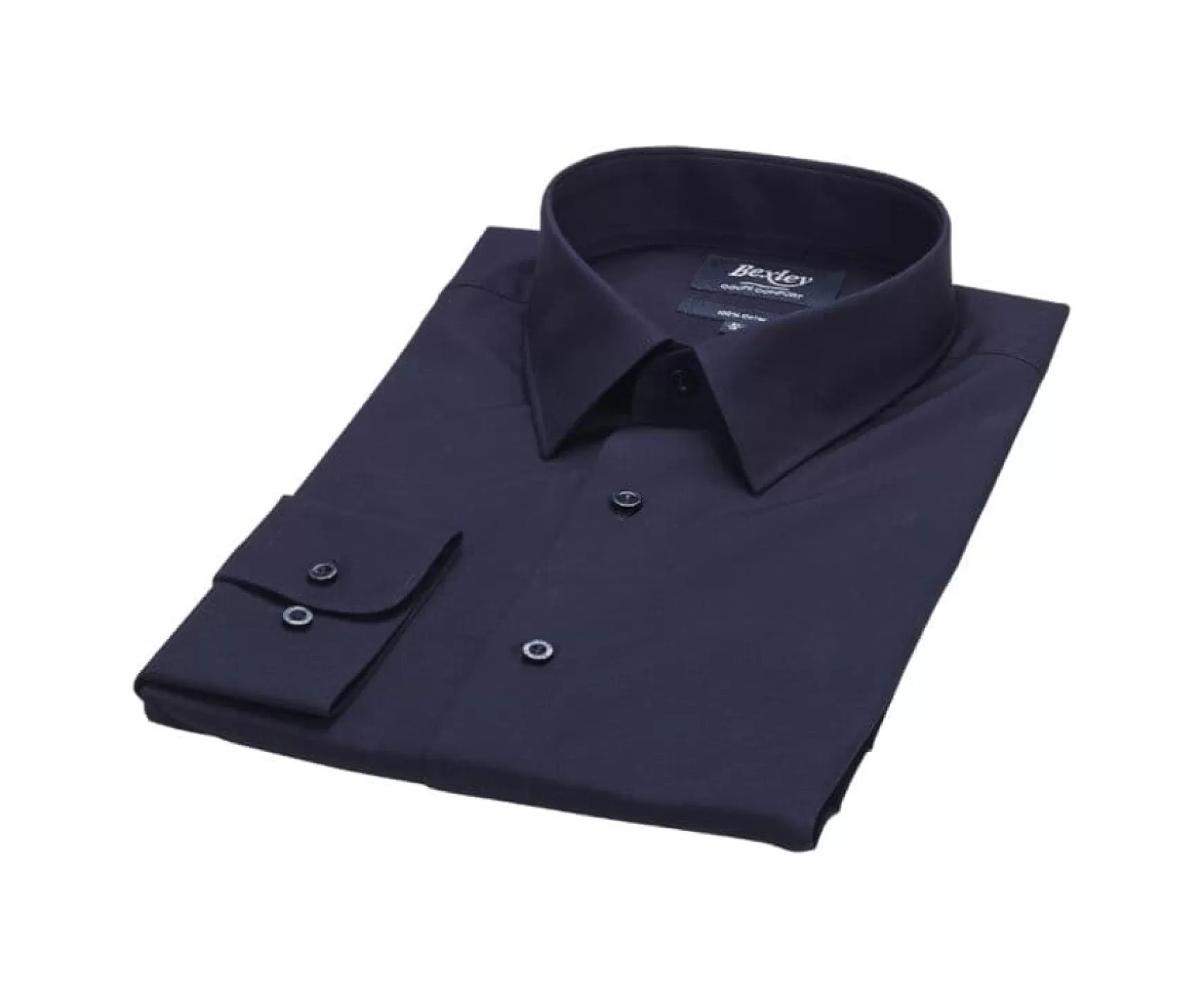 Bexley | Black Two Ply Cotton Shirt Albert Classic Blackblack With Black Waistband