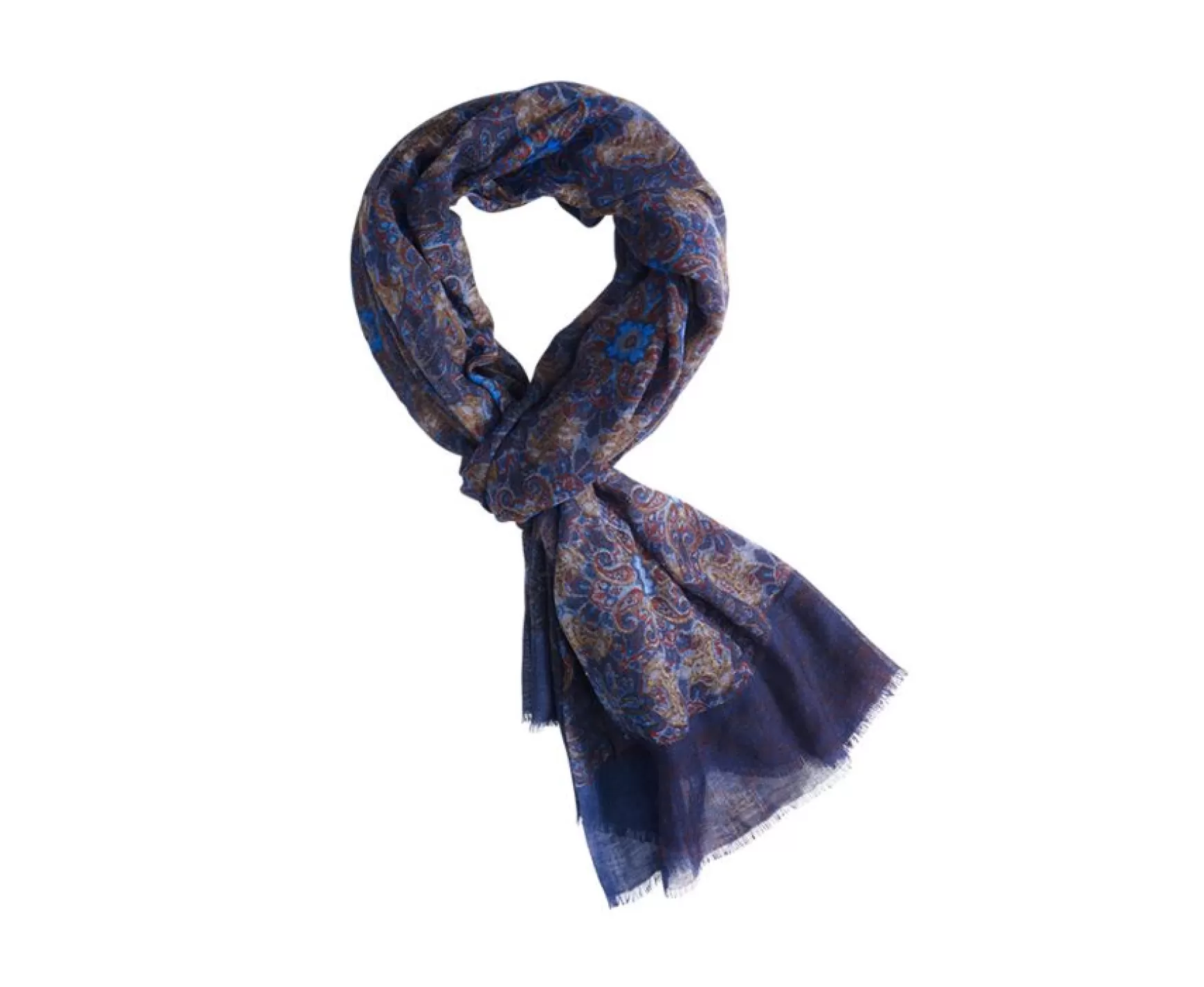 Bexley | Blue & Khaki Wool Scarf Blue And Khaki Cashmere Pattern