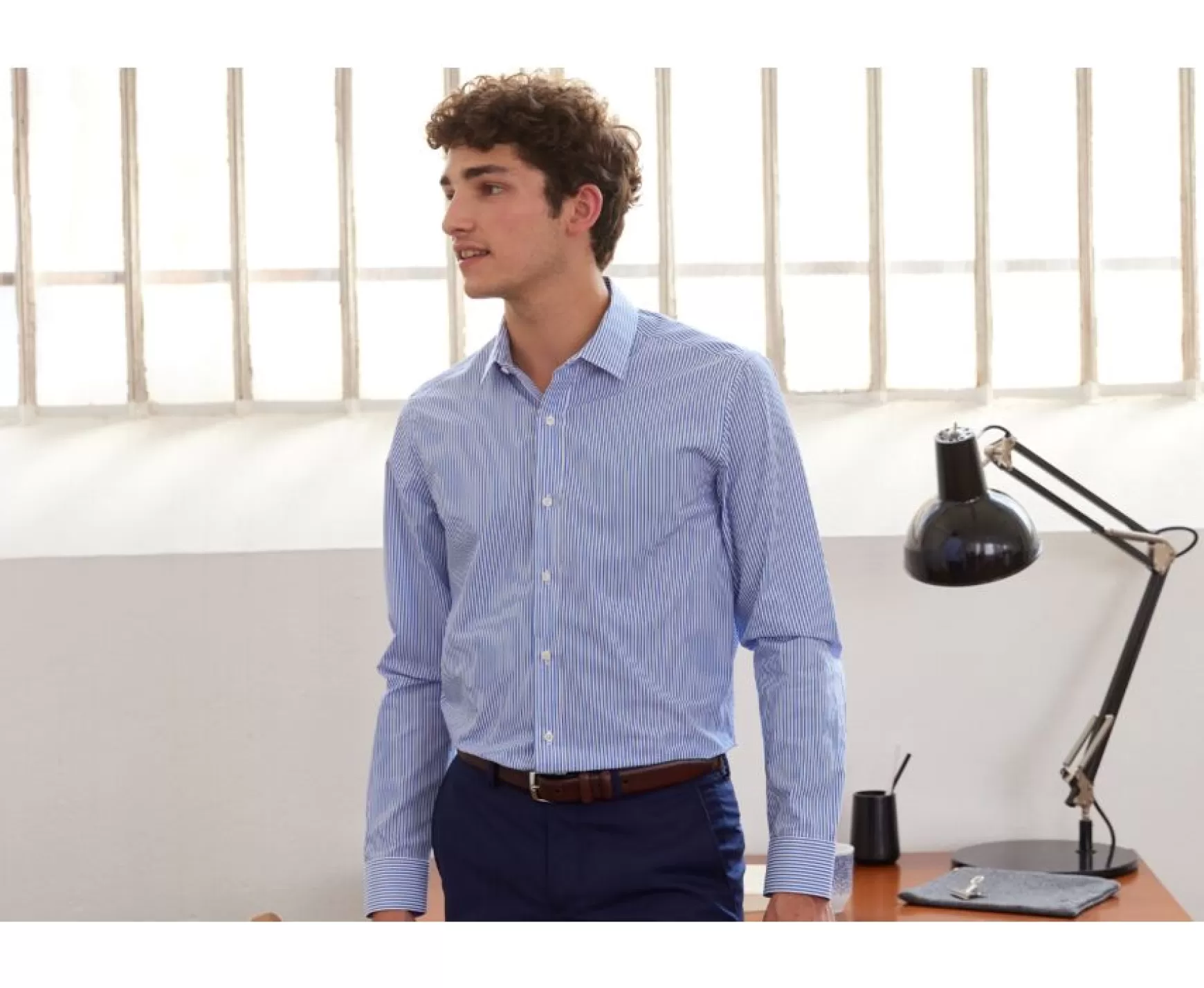 Bexley | Blue And White Cotton Striped Shirt Maximilien Blue Ocean And White