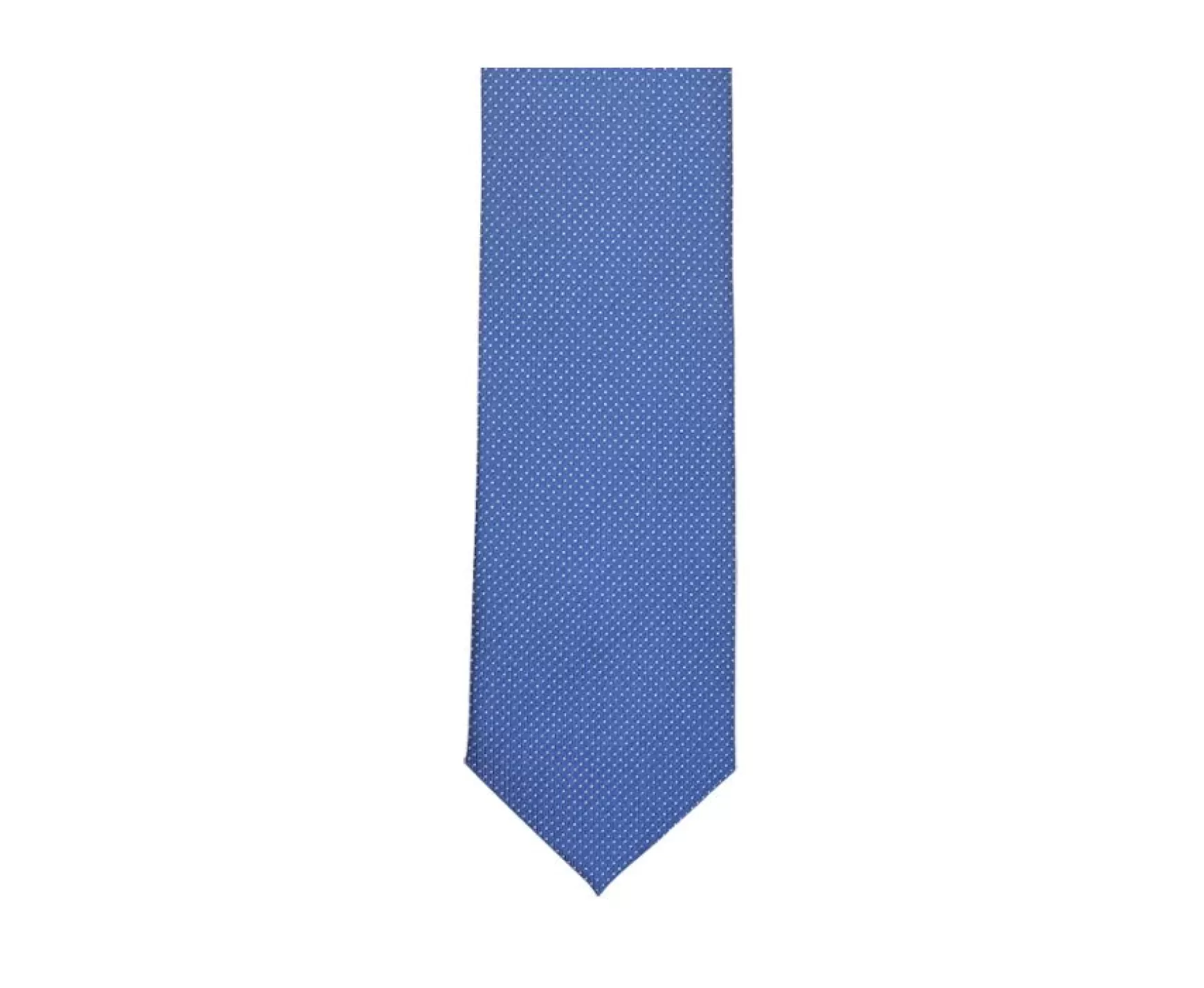 Bexley | Blue Silk Tie With White Micro Dots Blue And White