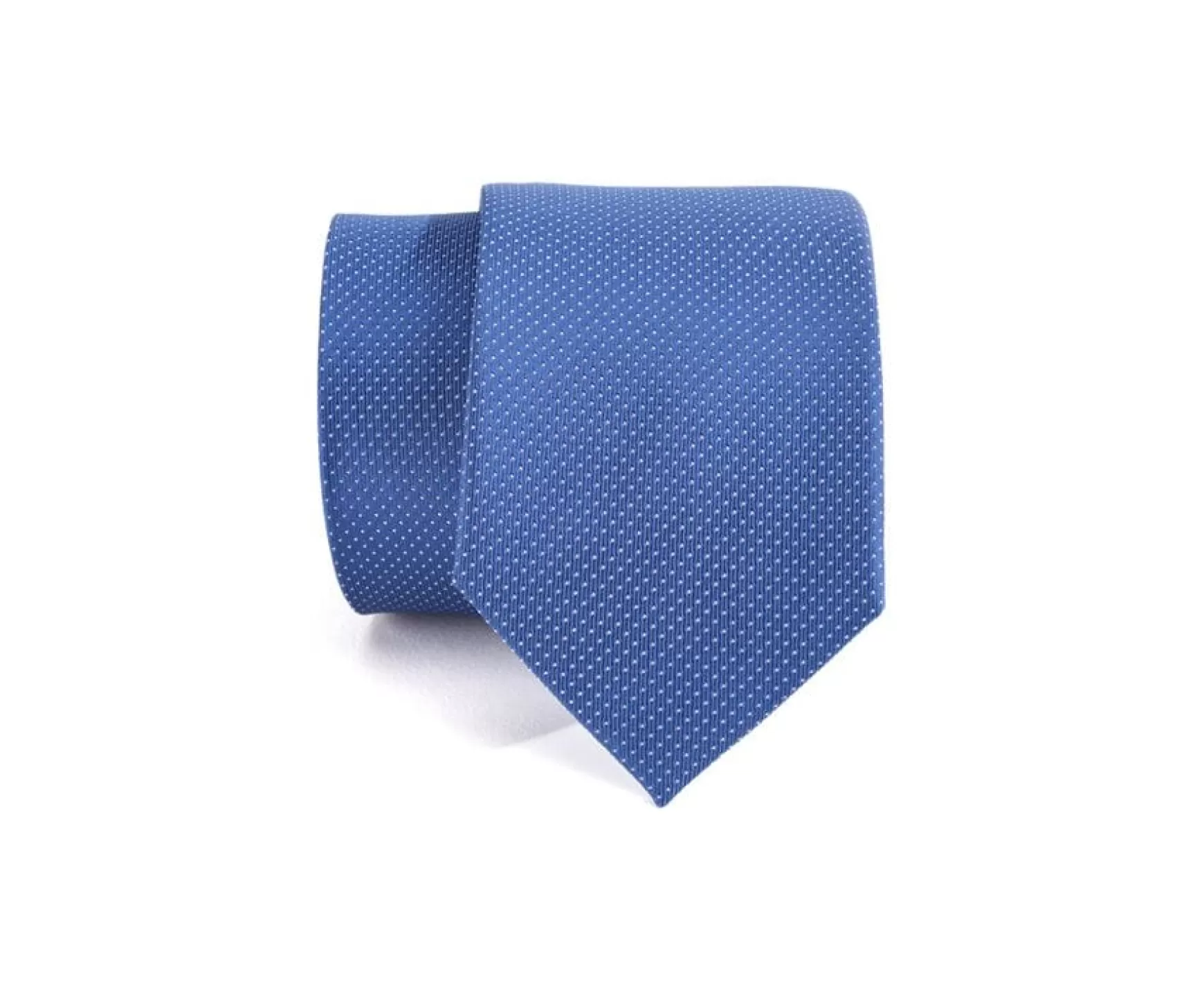 Bexley | Blue Silk Tie With White Micro Dots Blue And White