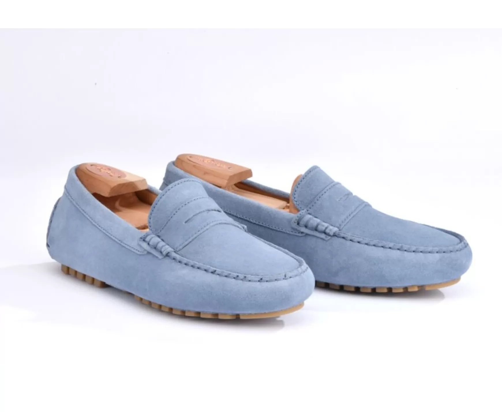 Bexley Moccasins | Blue Sky Leather Men'S Driving Moccasins Ferguson Blue Sky Suede