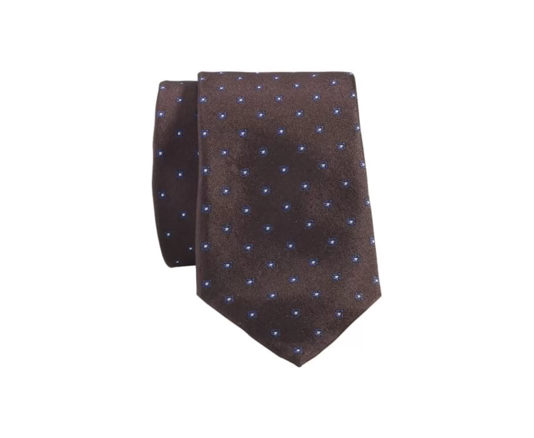 Bexley | Brown & Navy Micro Flower Mulberry Silk Tie | Marron Et Navy