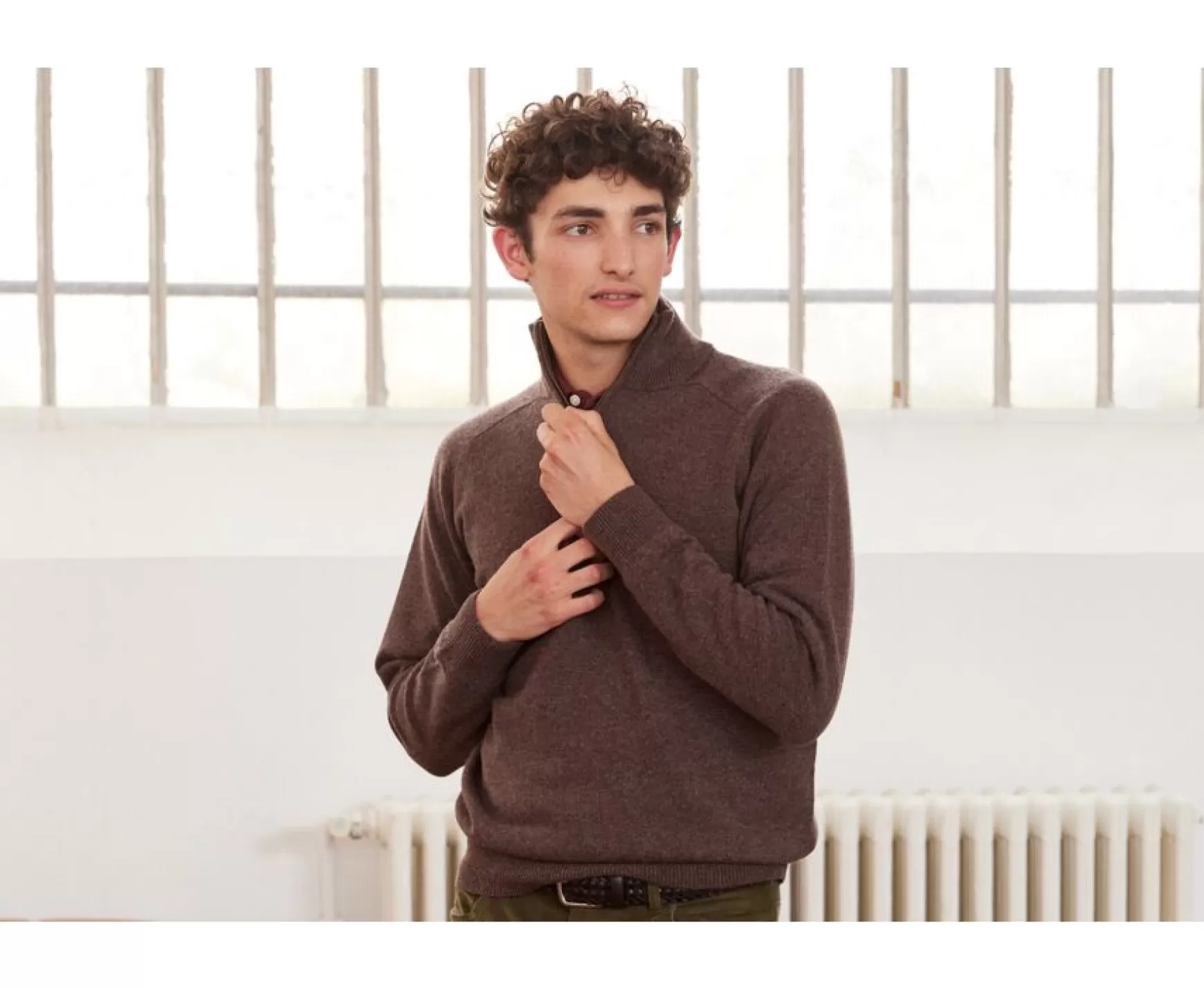 Bexley | Brown Half-Zip Wool Sweater - Kenneth | Chestnut Brown