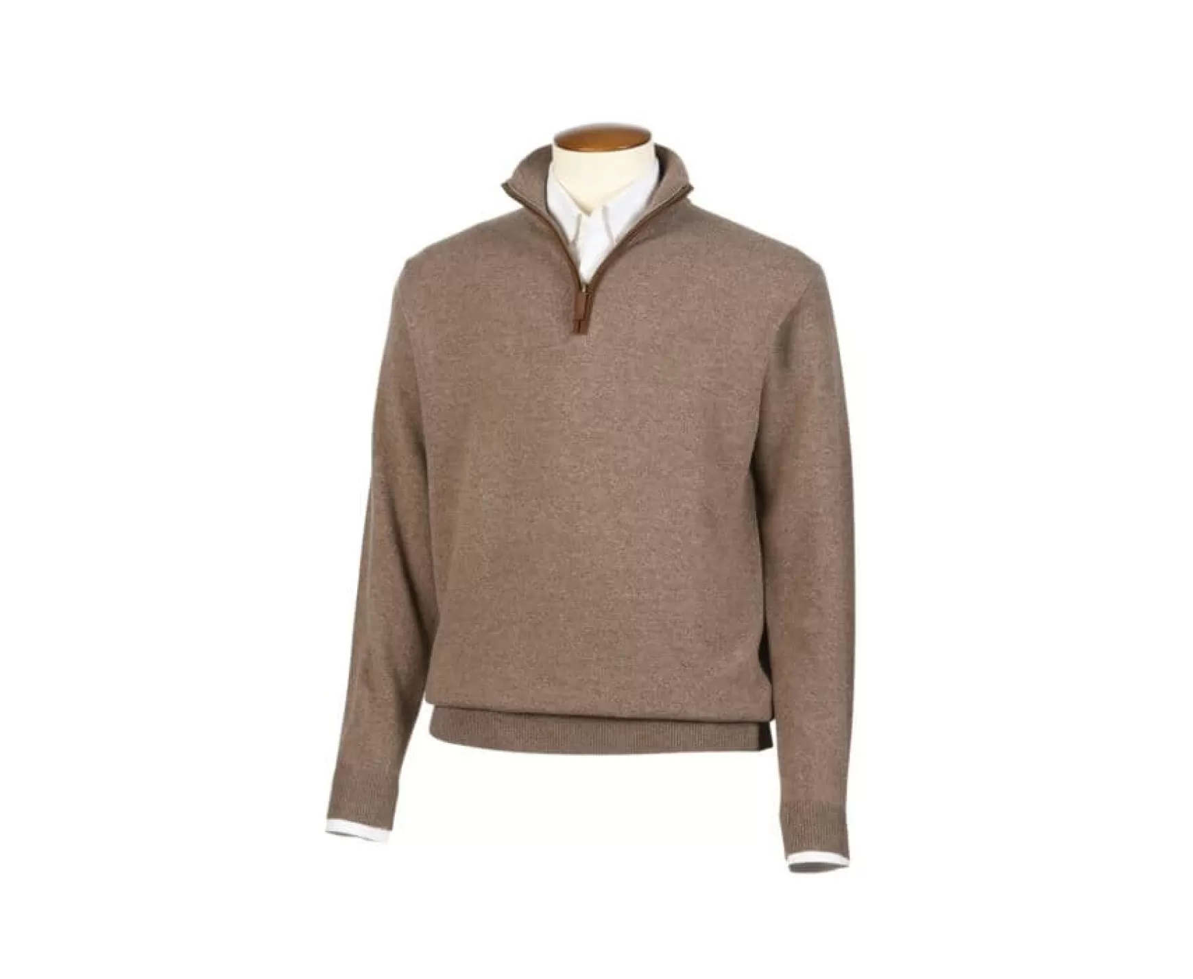 Bexley | Brown Melange Half-Zip Wool Pullover Keithy Melange Brown