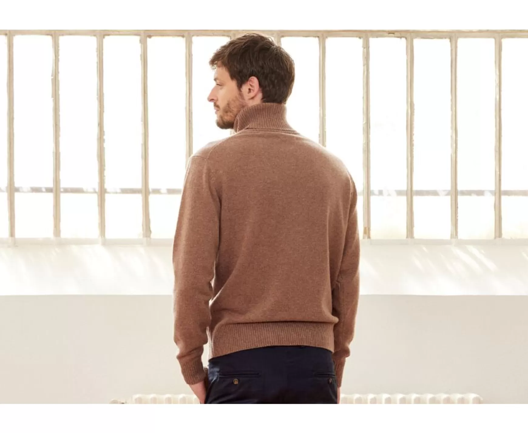 Bexley | Brown Melange Wool Roll-Neck Jumper - Kenneric | Melange Brown