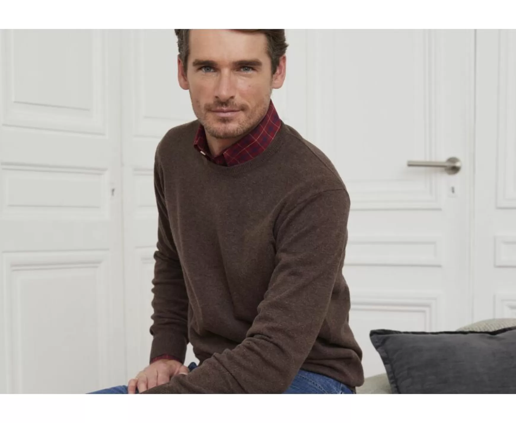 Bexley | Brown Round-Neck Wool Jumper Conan Chestnut Brown