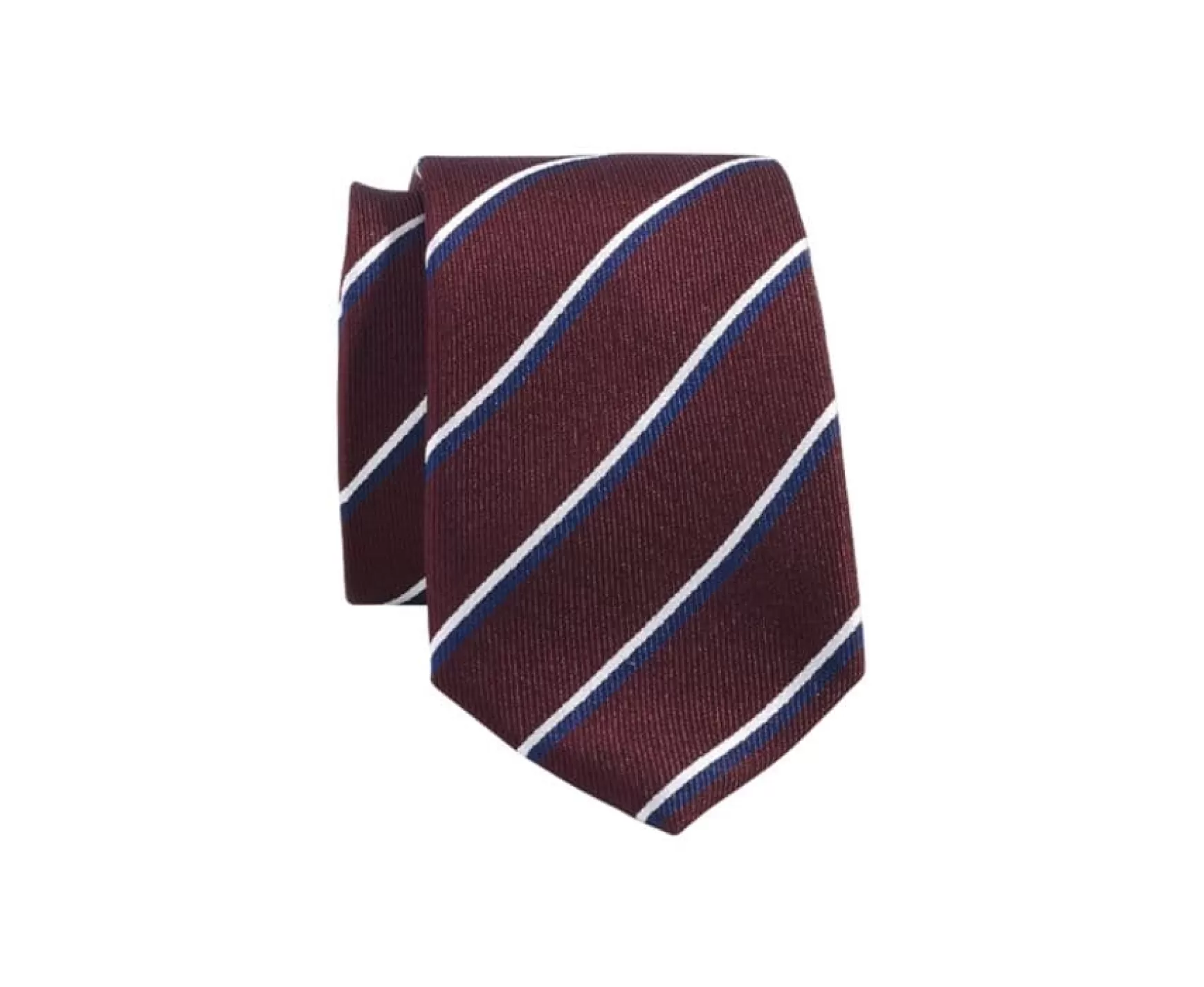 Bexley | Burgundy Navy Bleu And Ecru Striped Silk Tie | Bordeaux Marine Et Ecru