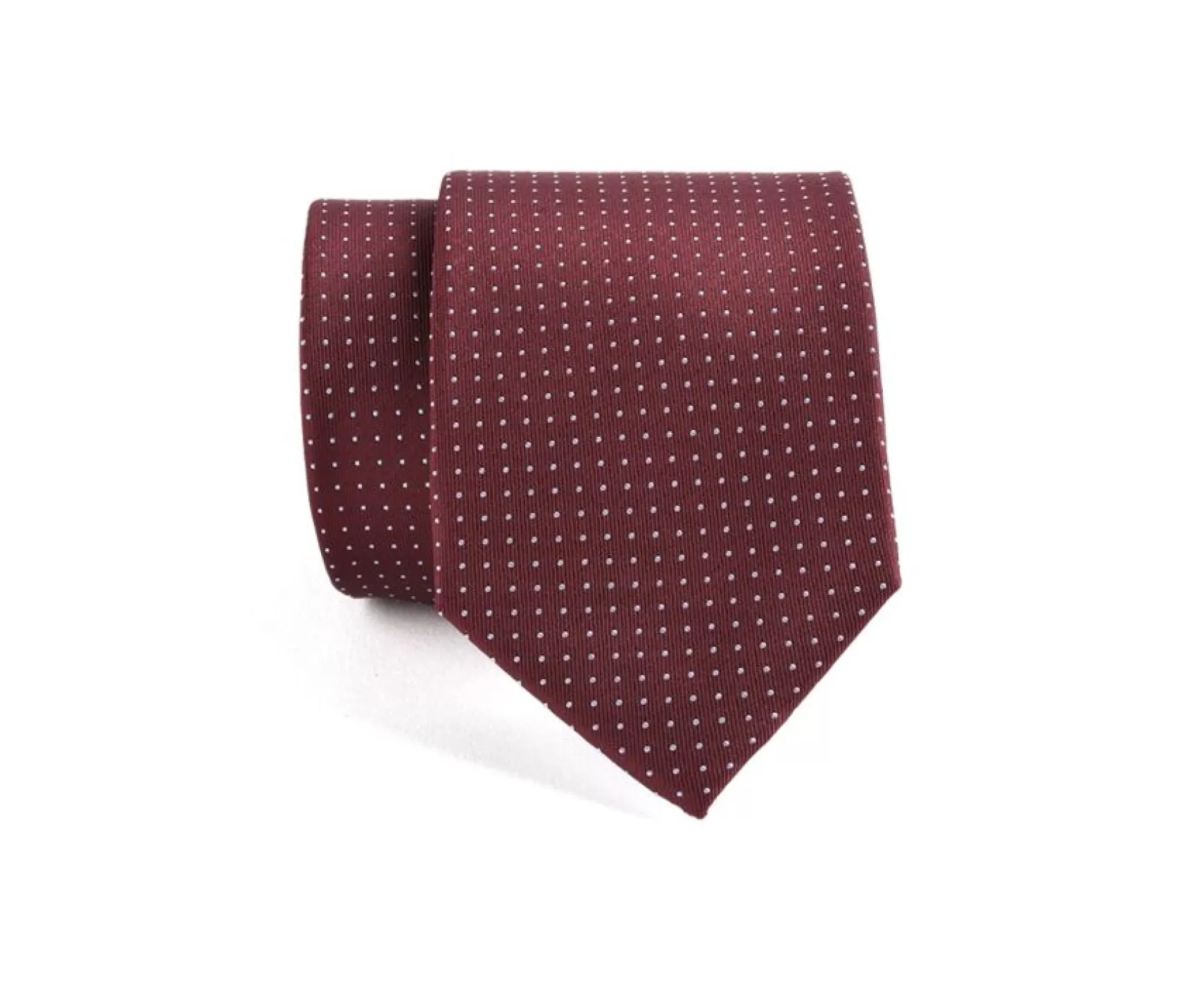 Bexley | Burgundy Silk Tie With Sky Blue Micro Dots Burgundy And Sky Blue