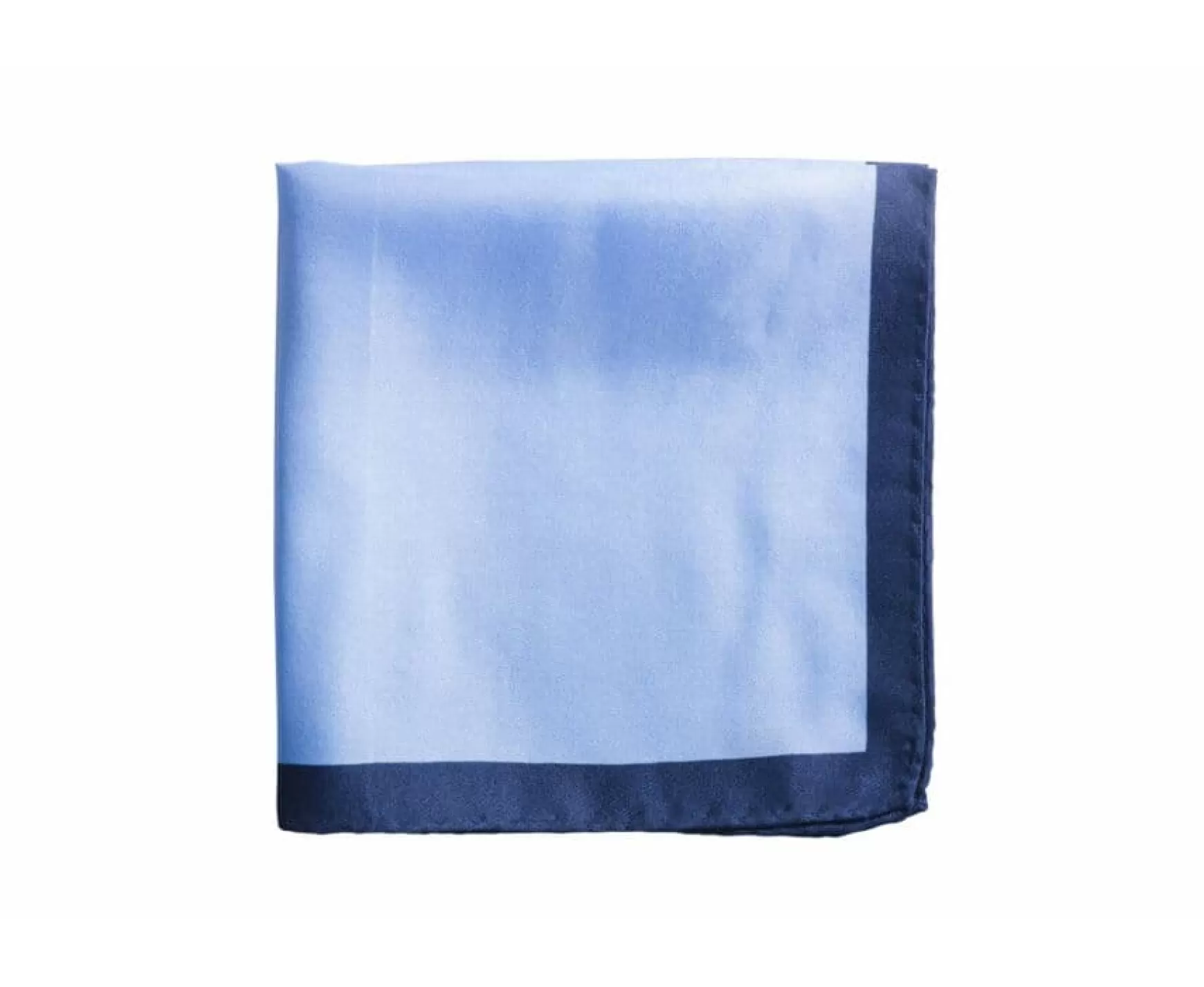 Bexley | Camel & Light Blue Border Mulberry Silk Pocket Square Sky Blue And Navy Border