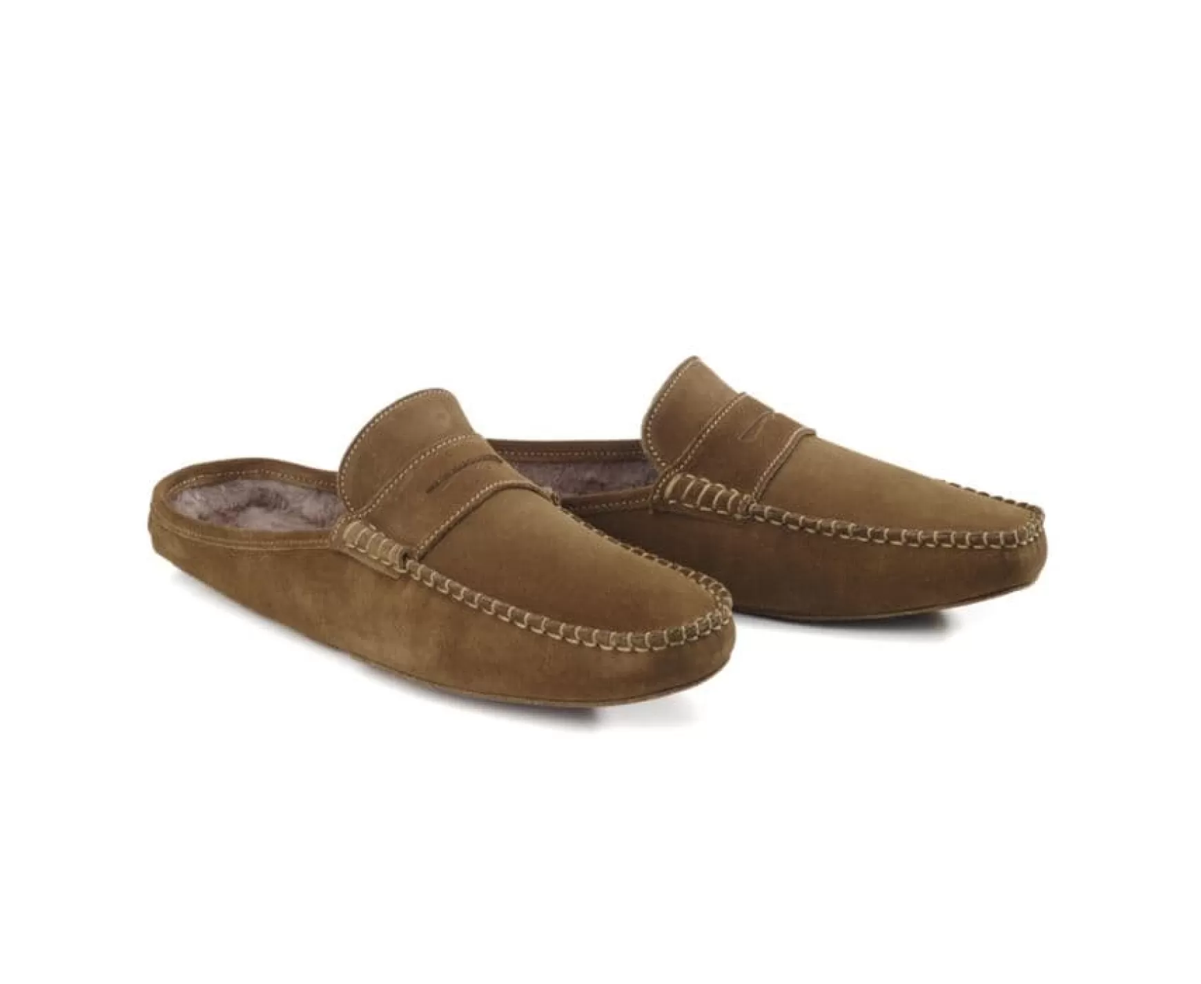 Bexley | Chamois Suede Wool Lining Mules Slippers Hazelnut Suede