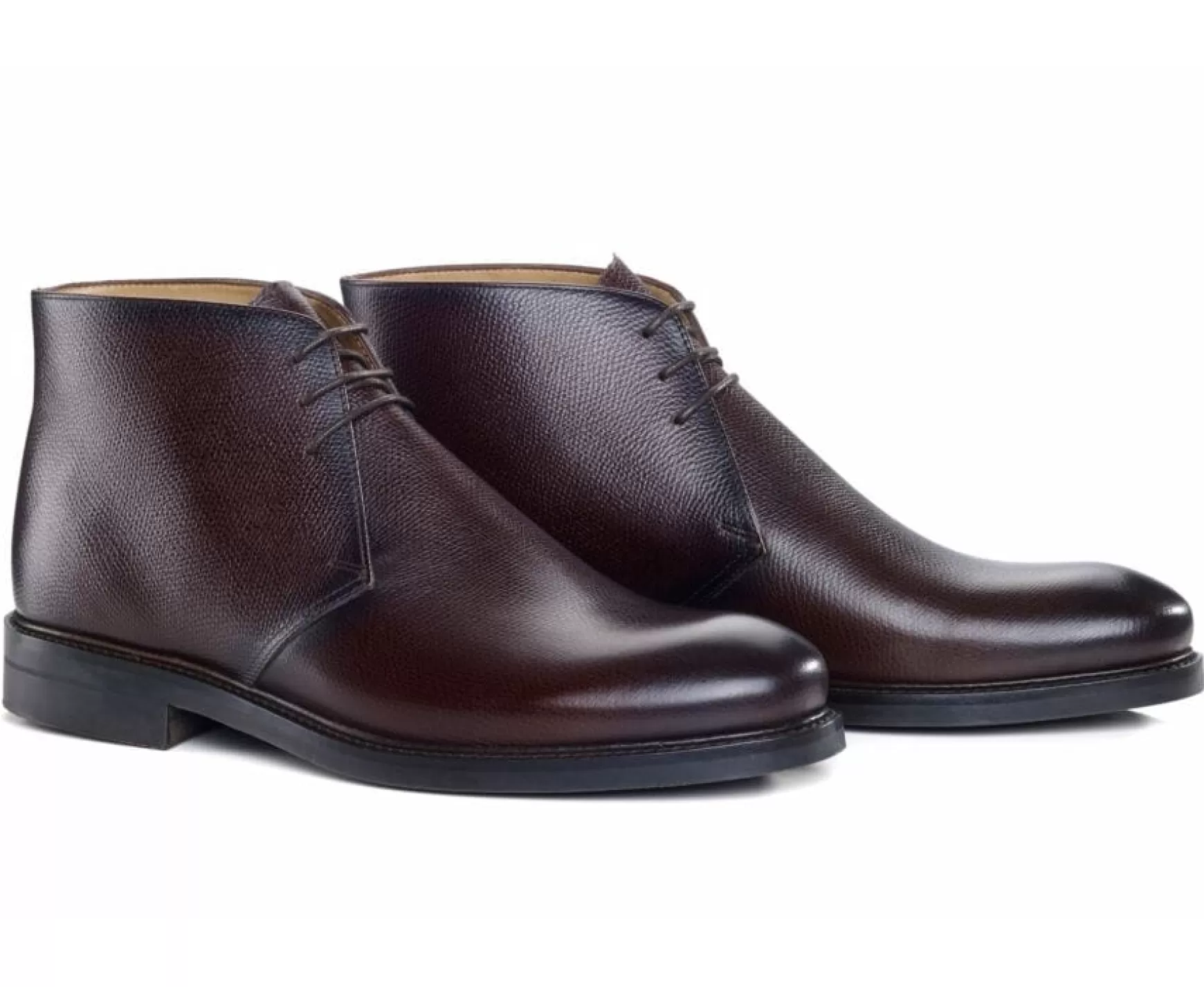 Bexley Comfort Shoes | Chocolate Leather Low Boots Greenwich Gomme City Ii Chocolate Grained Leather