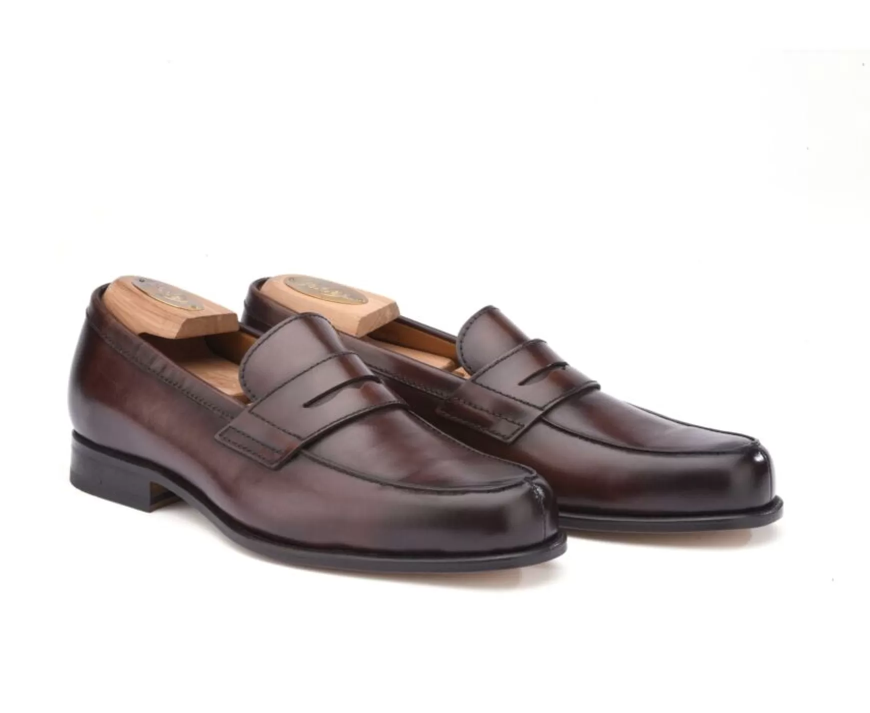 Bexley Loafers | Chocolate Leather Men'S Penny Loafers Wembley Classic Patina Chocolate