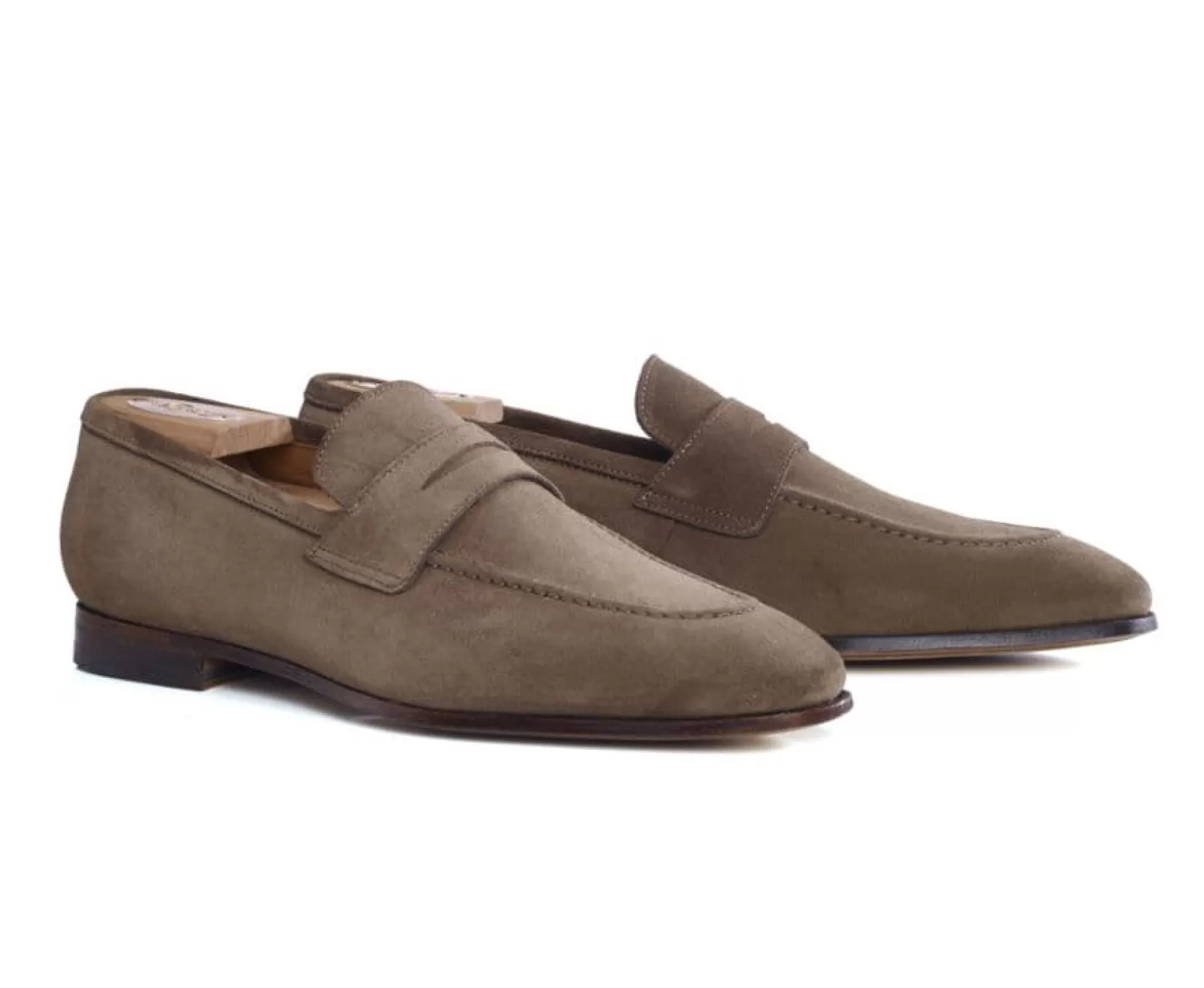 Bexley Comfort Shoes | Cognac Suede Penny Loafers Brione Brown Cognac Suede