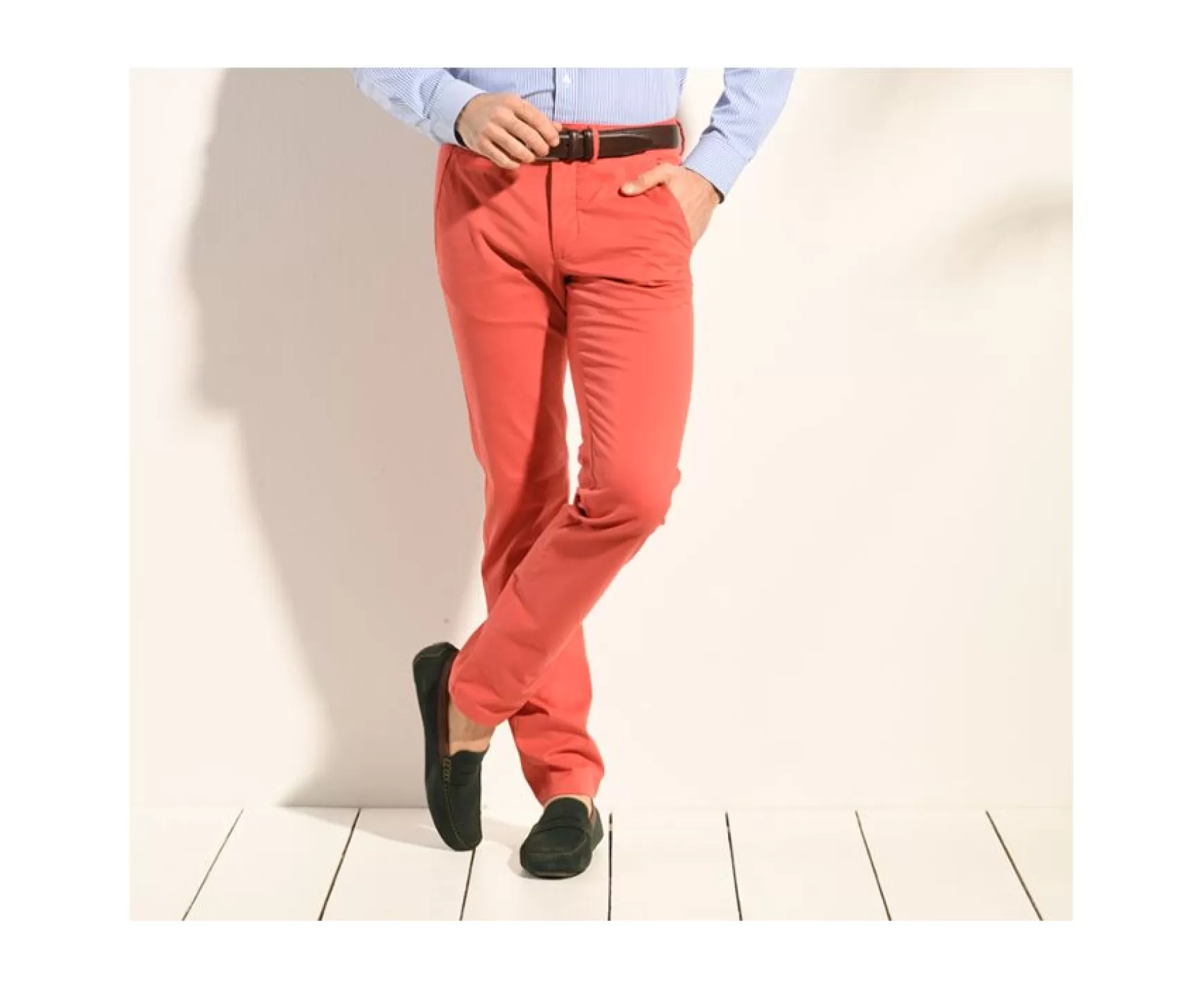 Bexley Adjusted Fit | Coral Men'S Chinos Kyrk Coral Pink Melange