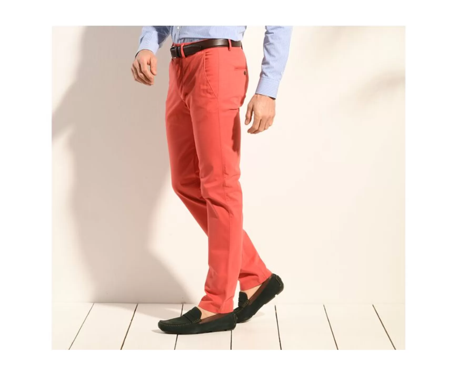 Bexley Adjusted Fit | Coral Men'S Chinos Kyrk Coral Pink Melange