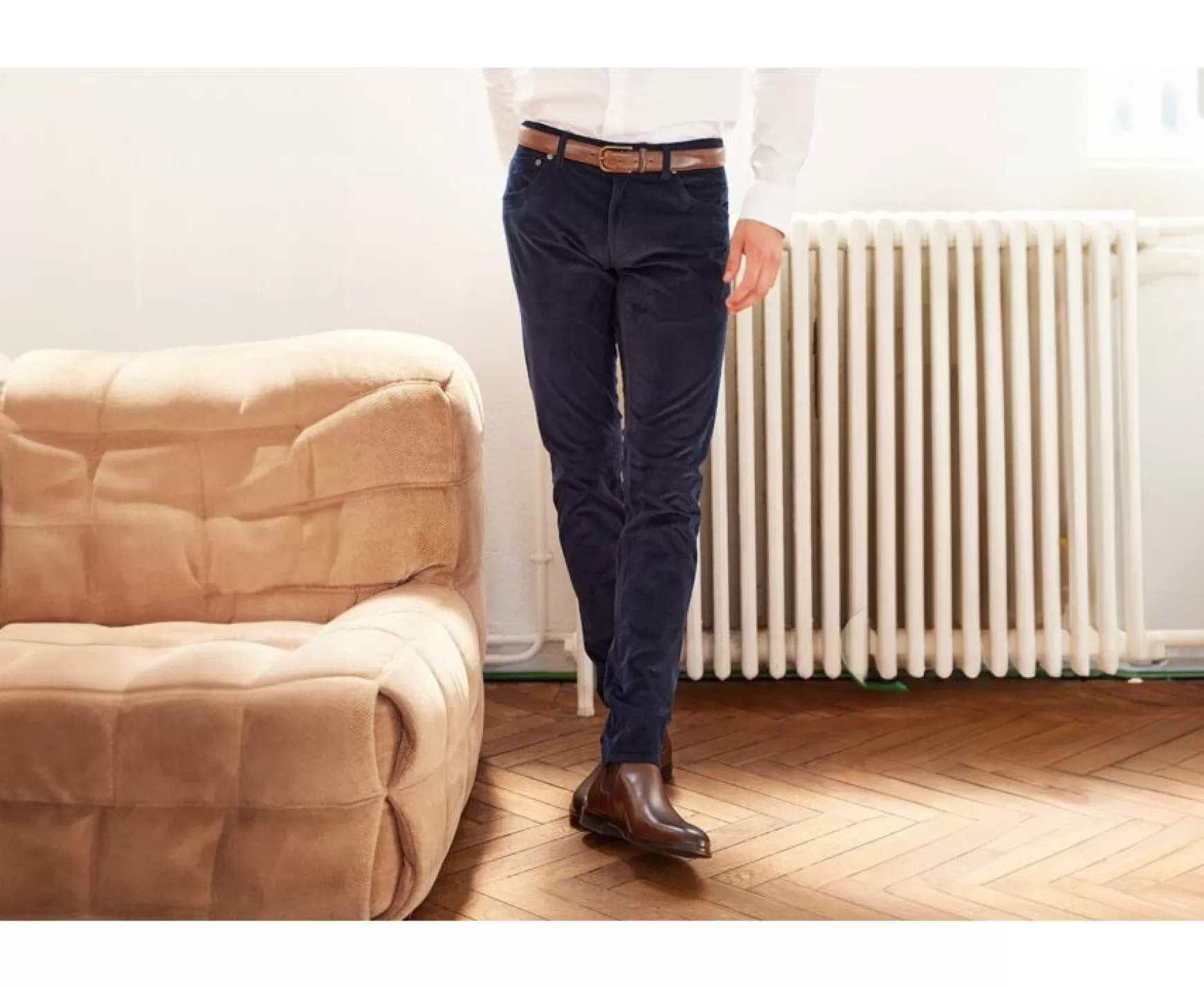 Bexley Adjusted Fit | Corduroy Men'S 5 Pocket Trousers - Kars | Blue
