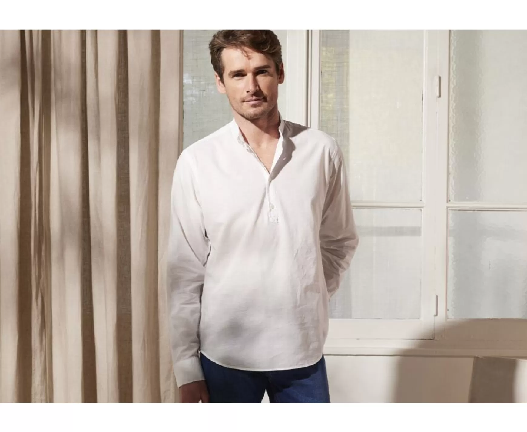 Bexley | Cotton Linen Tunic Shirt Valbert White