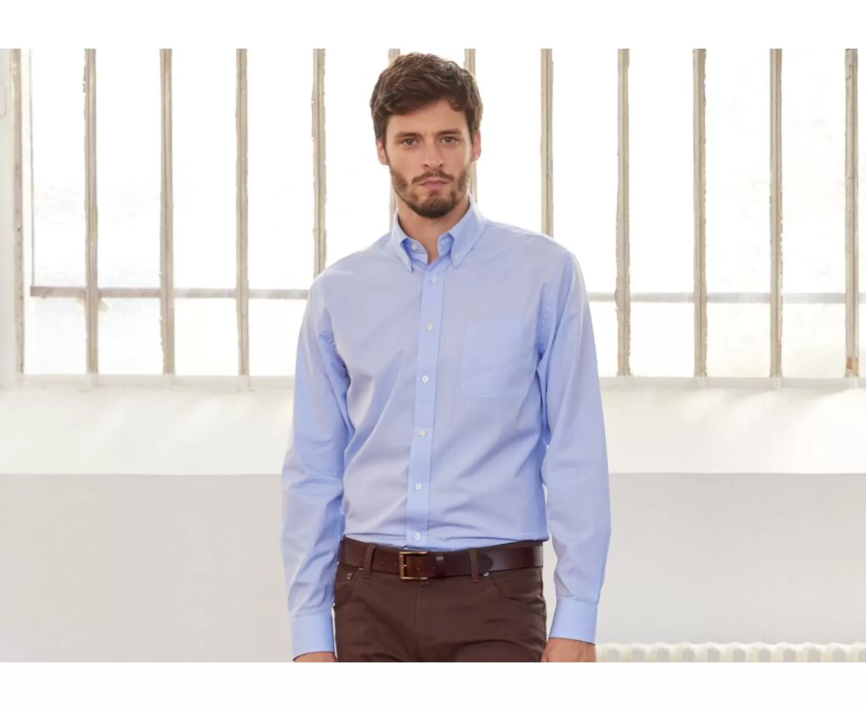 Bexley | Cotton Shirt - American Collar Tommy Blue Sky