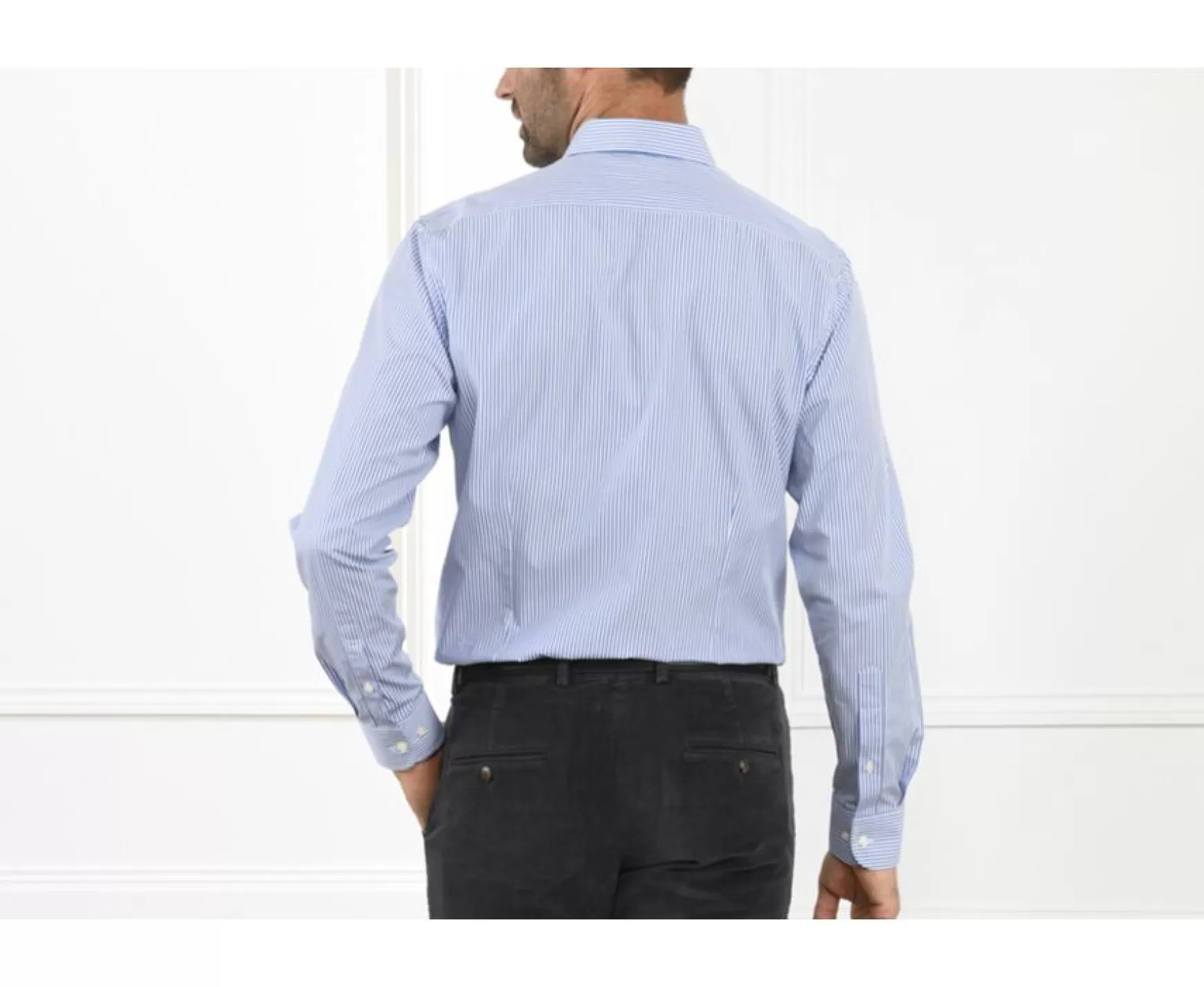 Bexley | Cotton Shirt With Blue Stripes - American Collar Marlon Blue Ocean And White