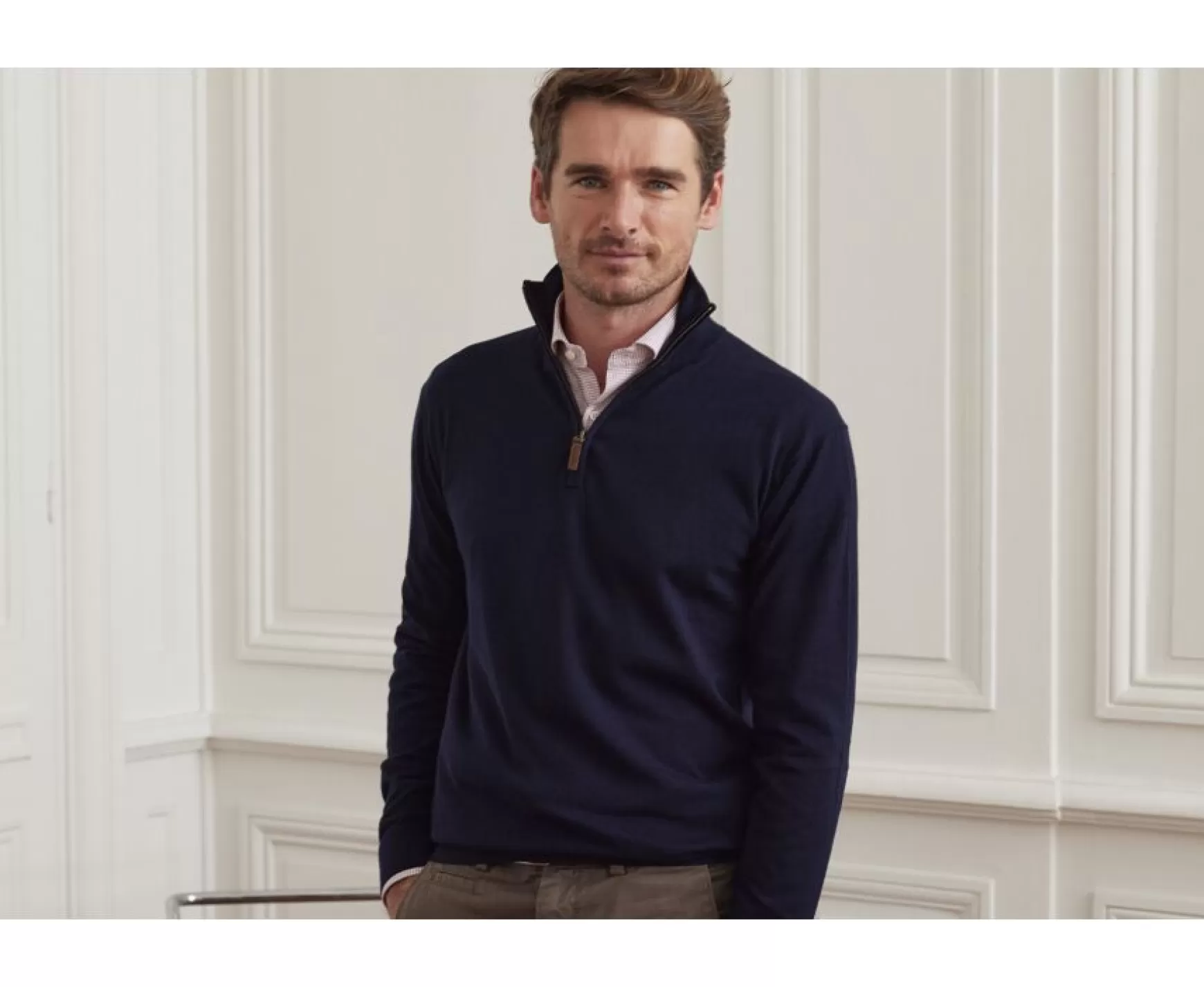 Bexley | Cotton/Cashmere Half-Zip Thin Pullover Vlad Navy