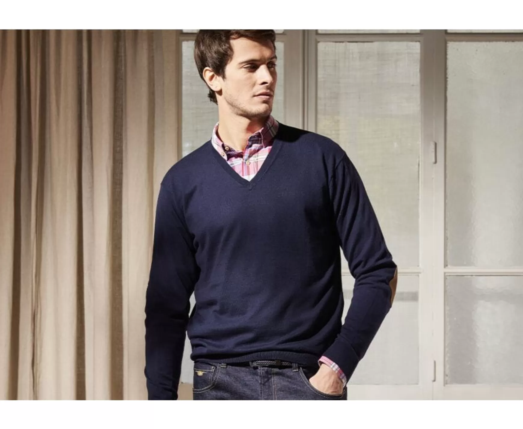 Bexley | Cotton/Cashmere Thin V-Neck Jumper Vadim Navy