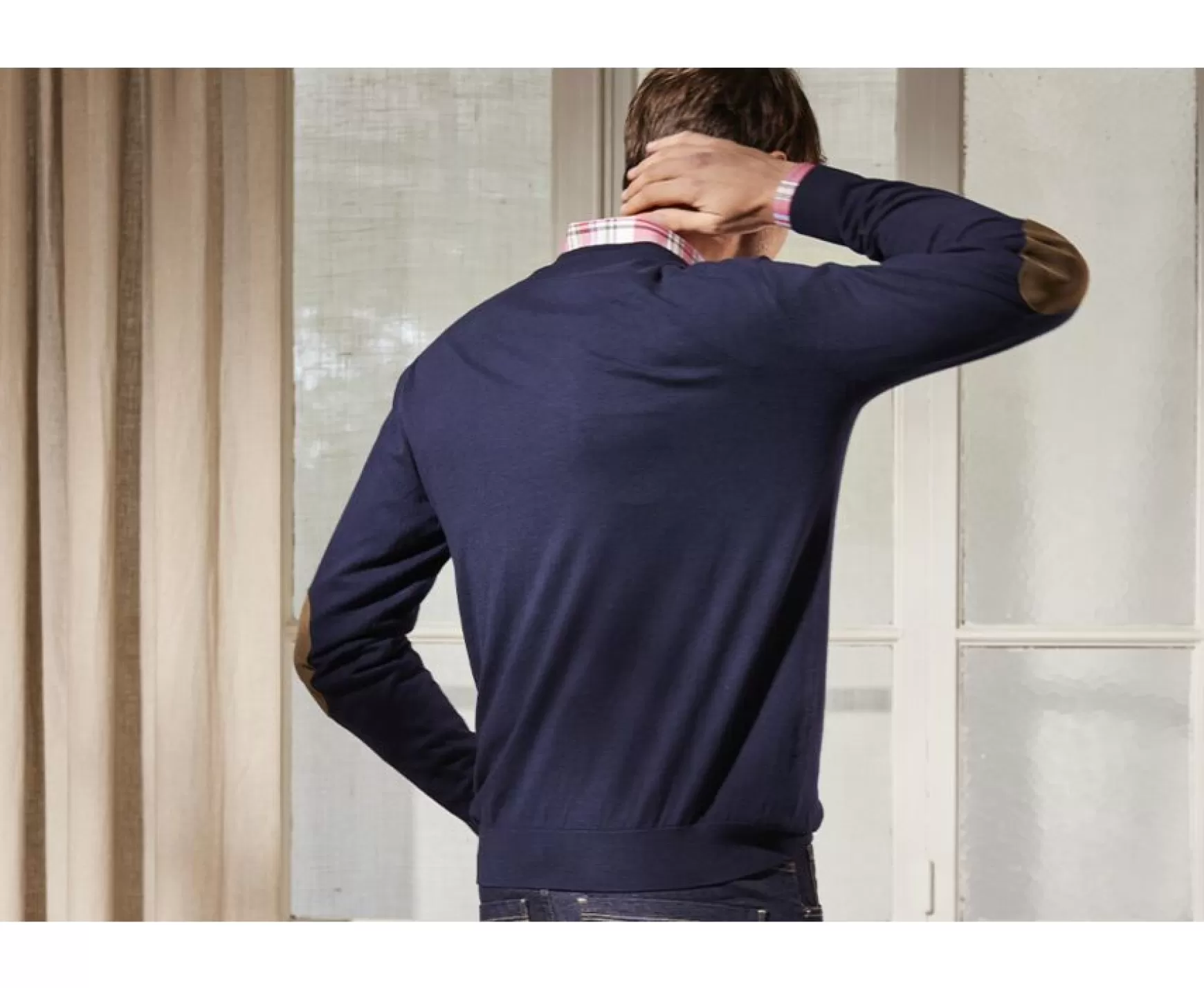 Bexley | Cotton/Cashmere Thin V-Neck Jumper Vadim Navy