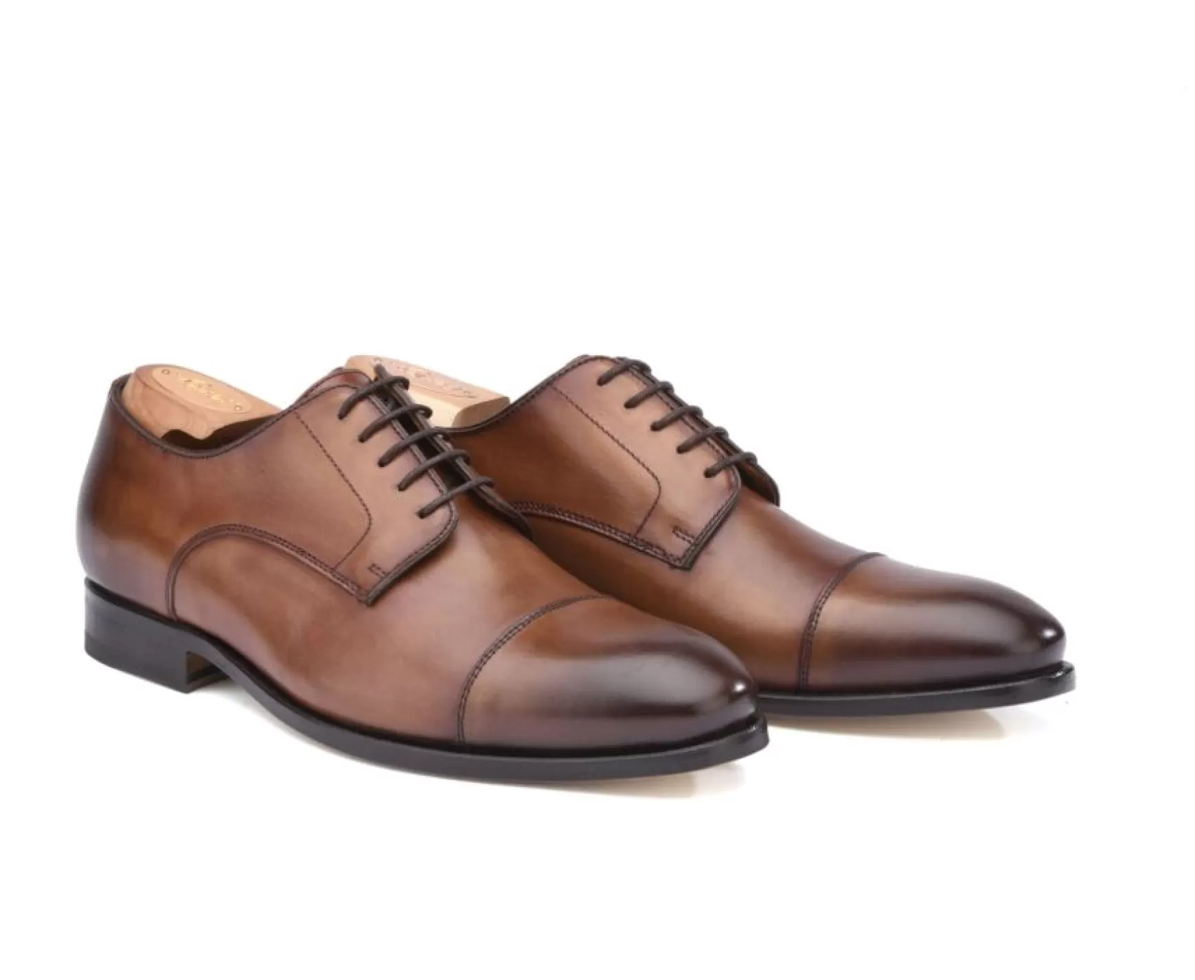 Bexley Derby Shoes | Derby Shoes - Leather Outsole Gilwell Patina Cognac