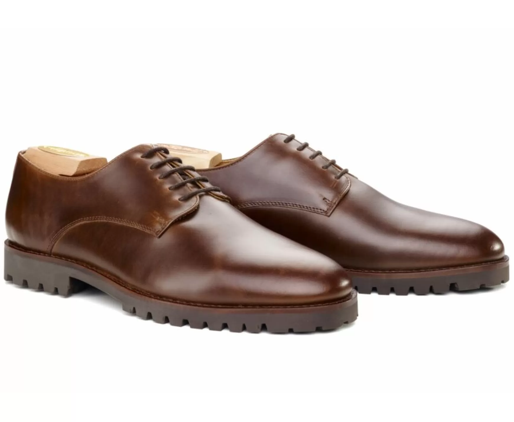 Bexley Comfort Shoes | Derby Shoes - Rubber Outsole Bushey Gomme Chocolate