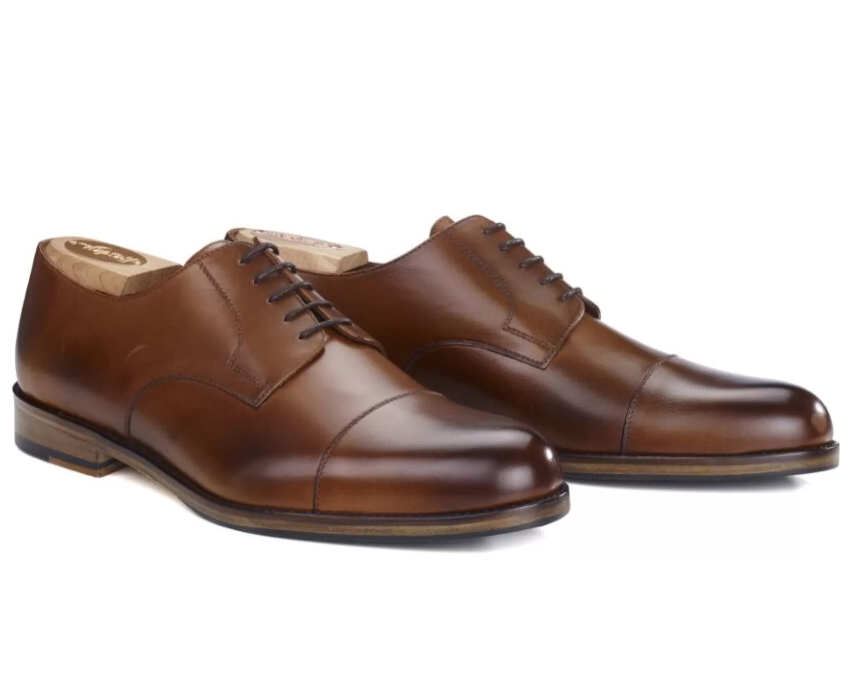 Bexley Comfort Shoes | Derby Shoes - Rubber Pad Mayfair Classic Patin Patina Cognac