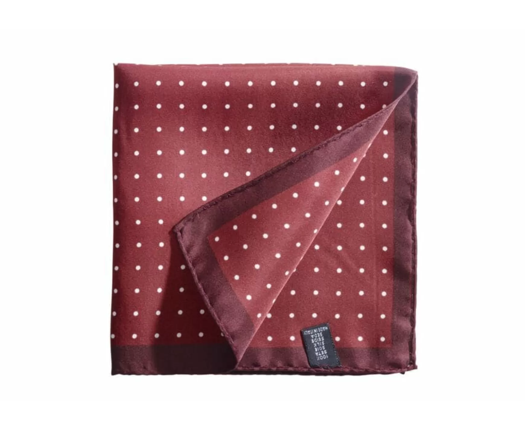 Bexley | Dotted Mulberry Silk Pocket Square Burgundy And White