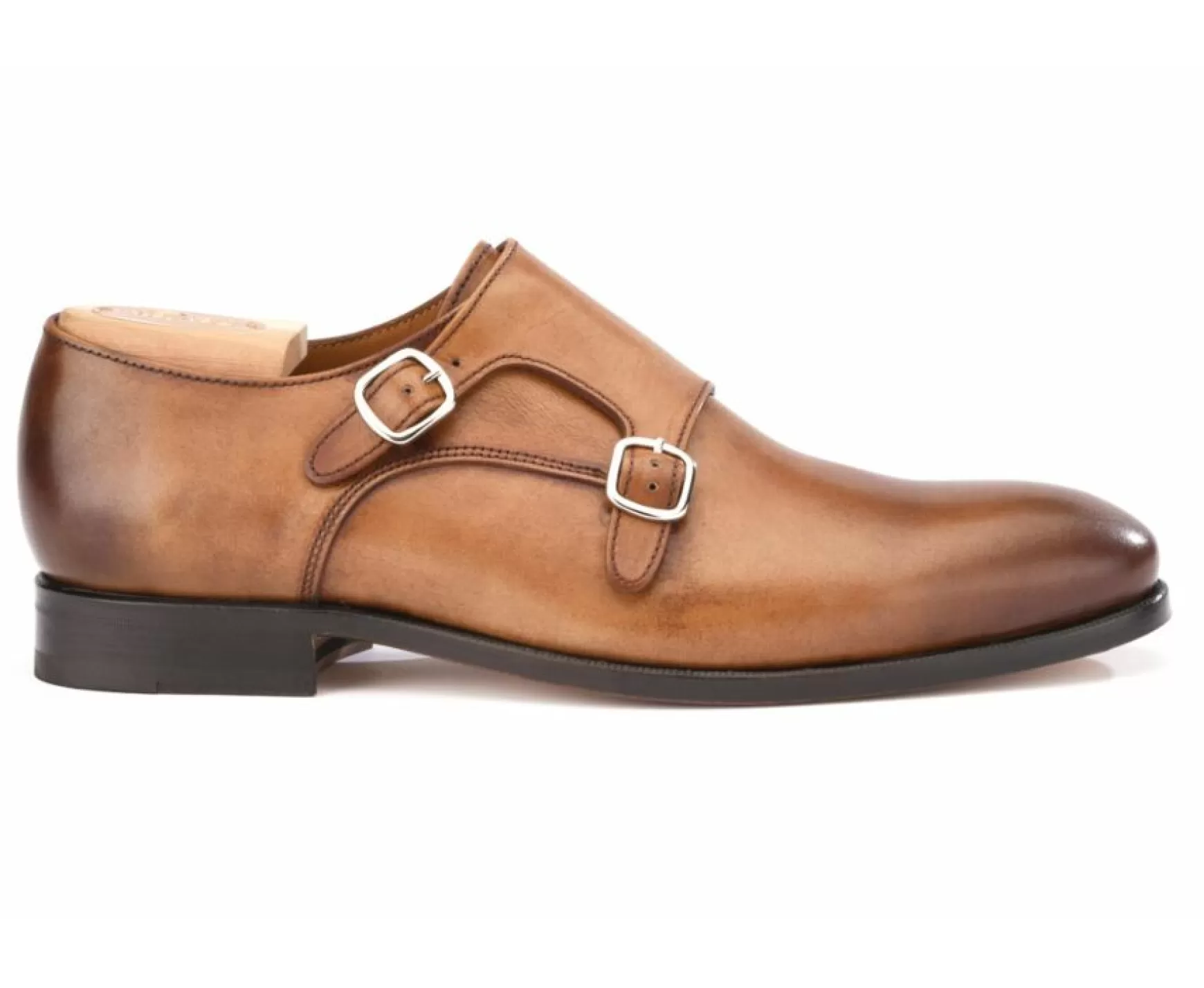 Bexley Comfort Shoes | Double Buckle Shoes Chigwell Patina Cognac