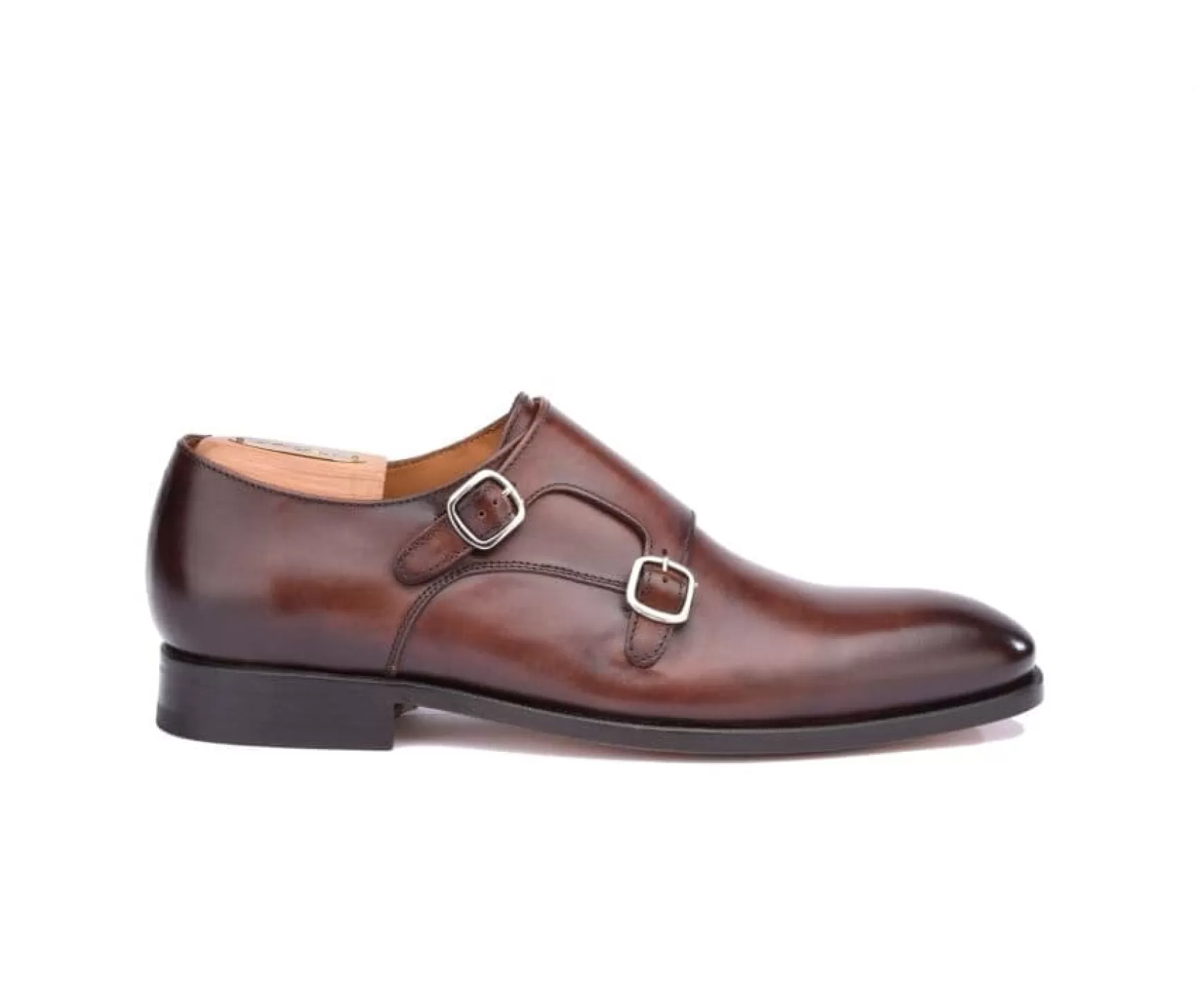 Bexley Comfort Shoes | Double Buckle Shoes Chigwell Patina Chocolate