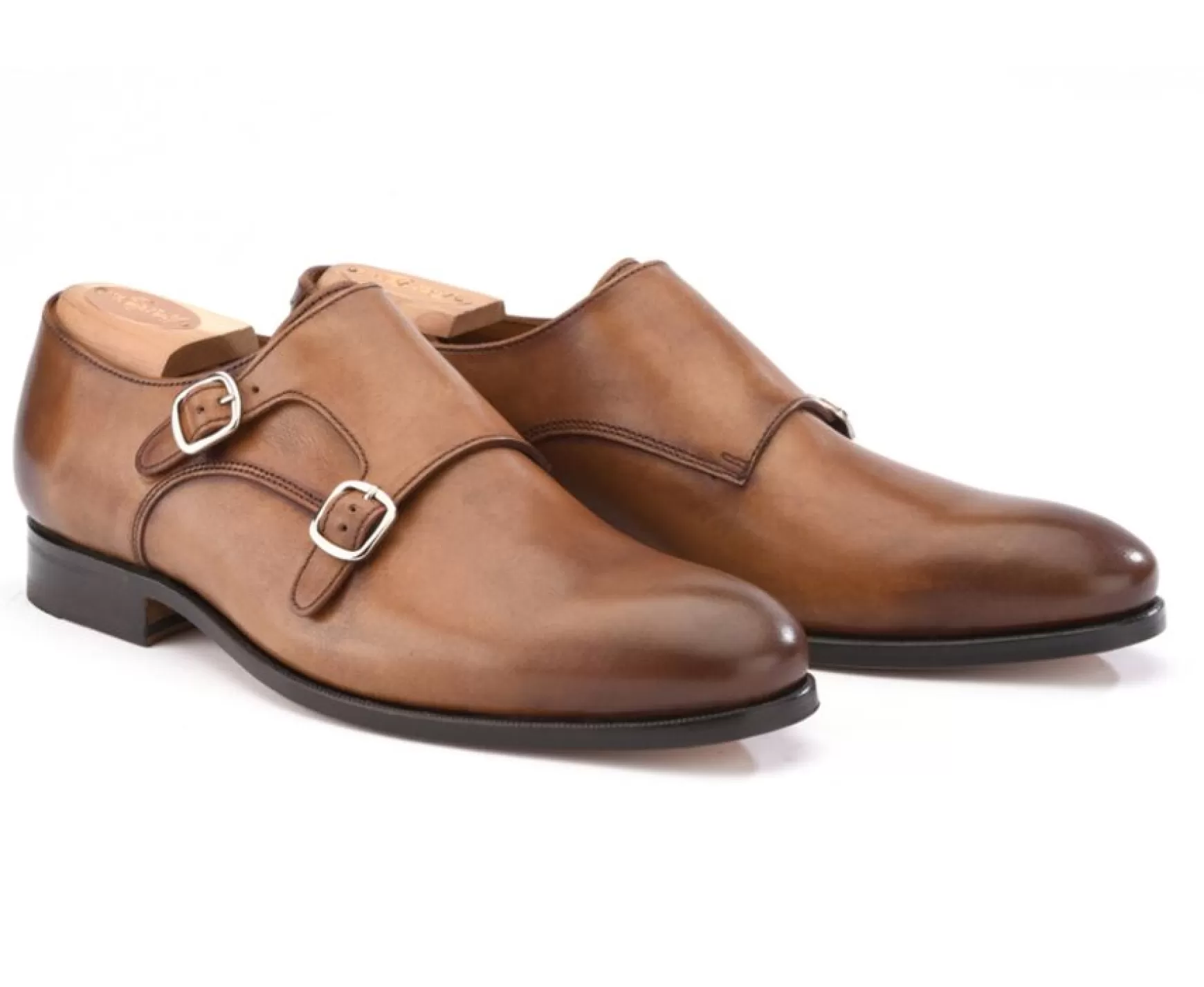 Bexley Comfort Shoes | Double Buckle Shoes Chigwell Patina Cognac